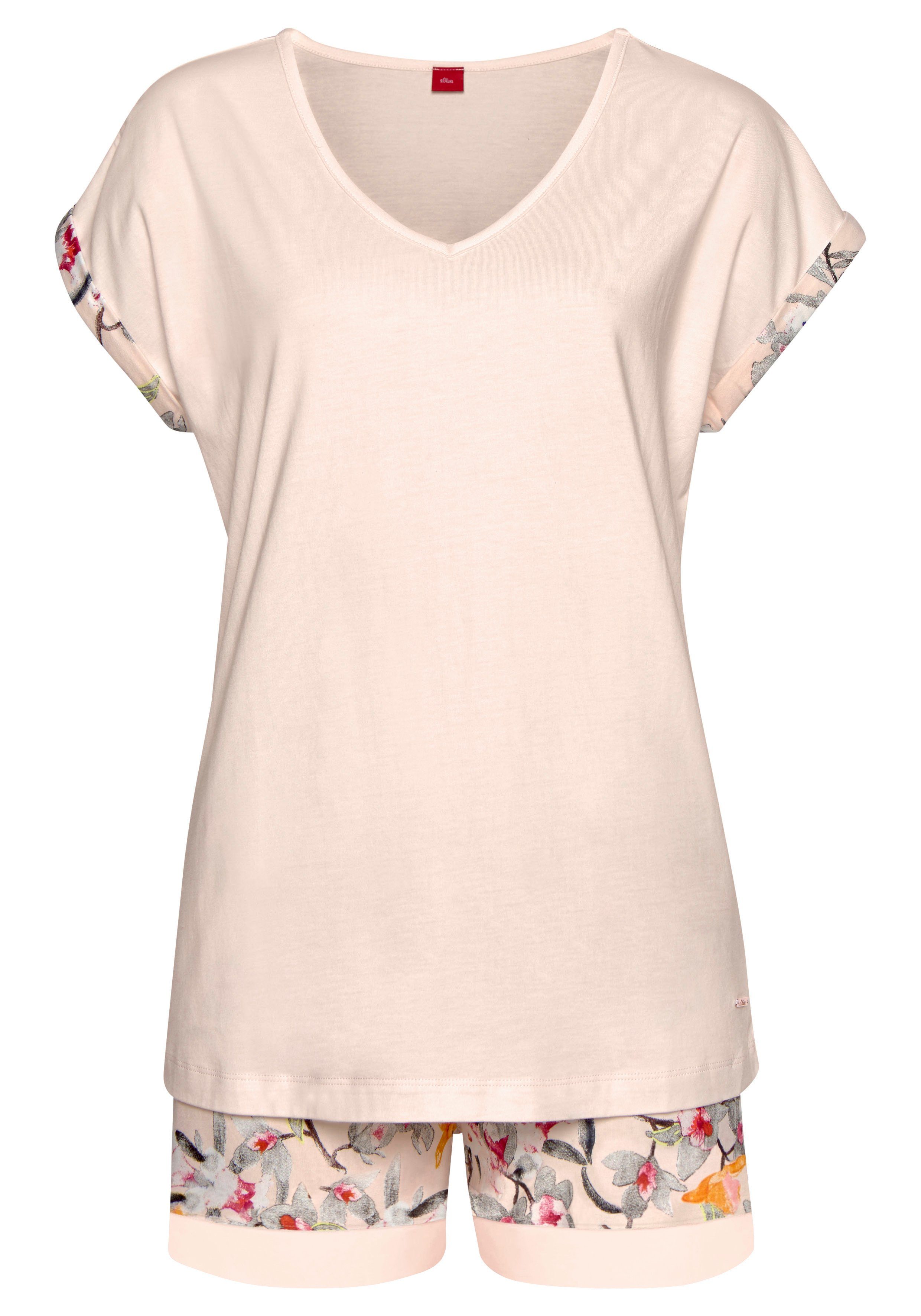 s.Oliver RED LABEL Beachwear Shortama Shortama met bloemmotief (2-delig, 1 stuk)