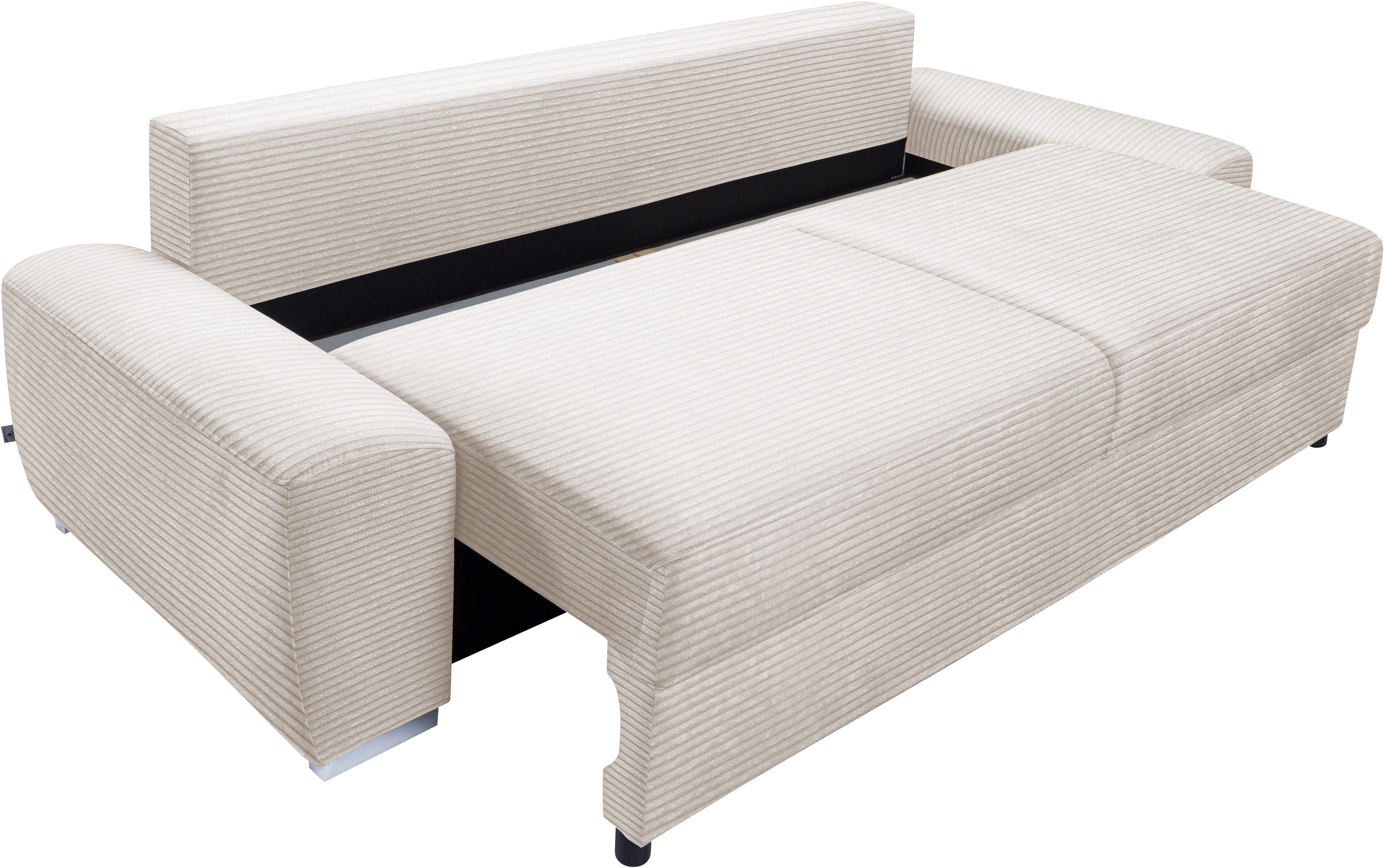 exxpo - sofa fashion 3-zitsbank SOLSBURY, comfortabel en gezellig, bank, slaapbank incl. pocketvering-bekleding, bedfunctie en opbergruimte, in cord