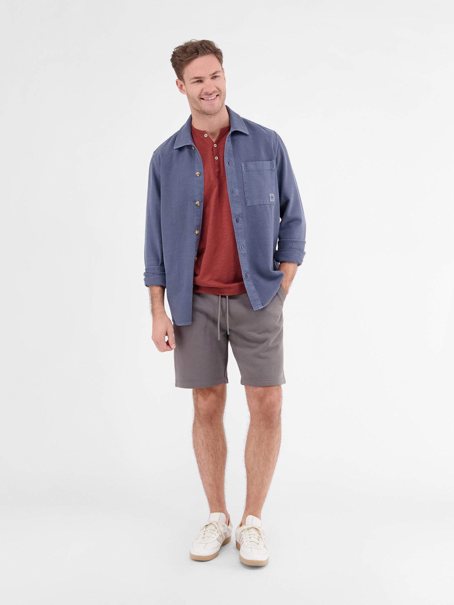 Lerros Henleyshirt LERROS serafino-shirt in effen structuurstof