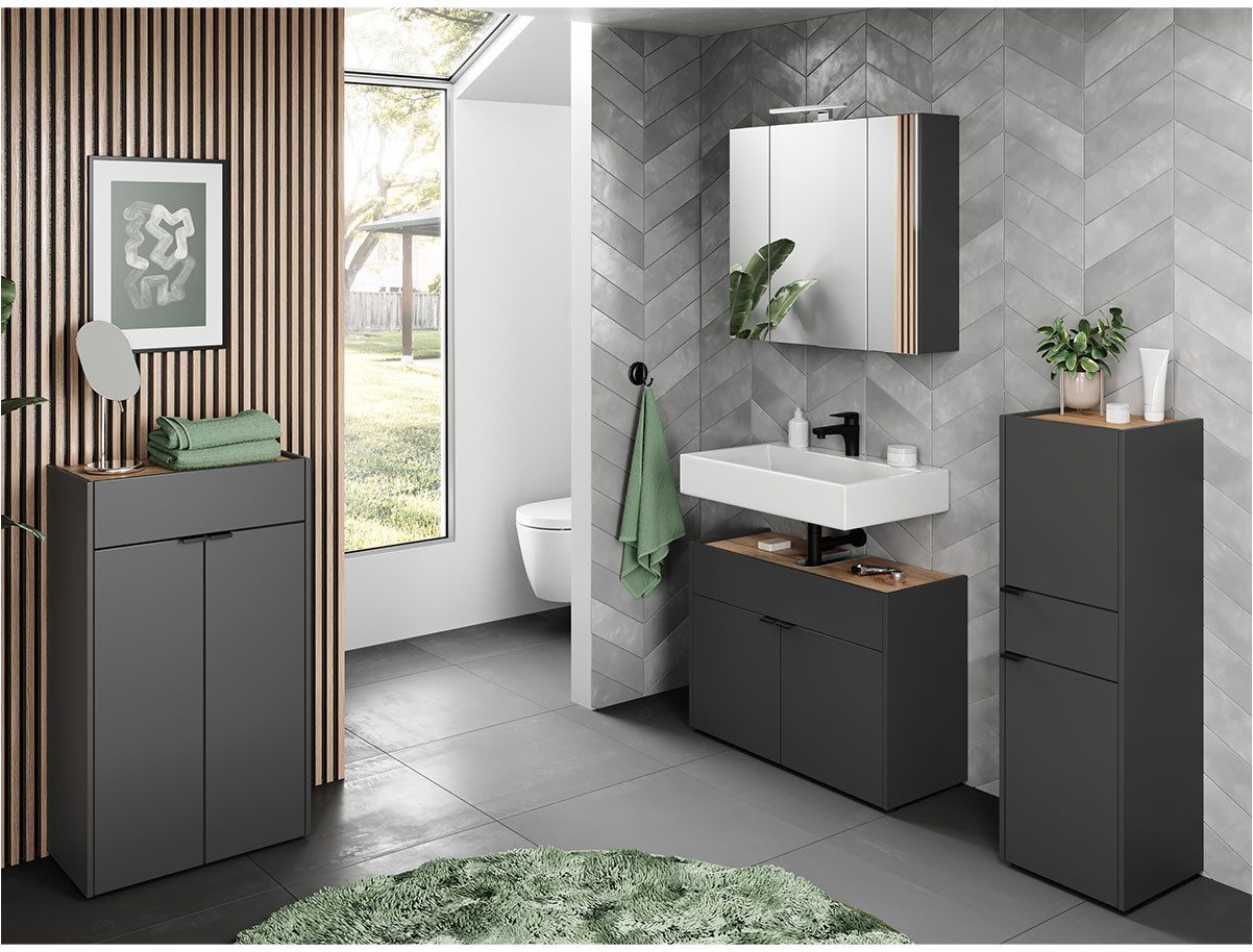 GERMANIA Badmeubelset Ameca Badset: wastafelonderkast, spiegelkast, commode & kast (4 stuks)