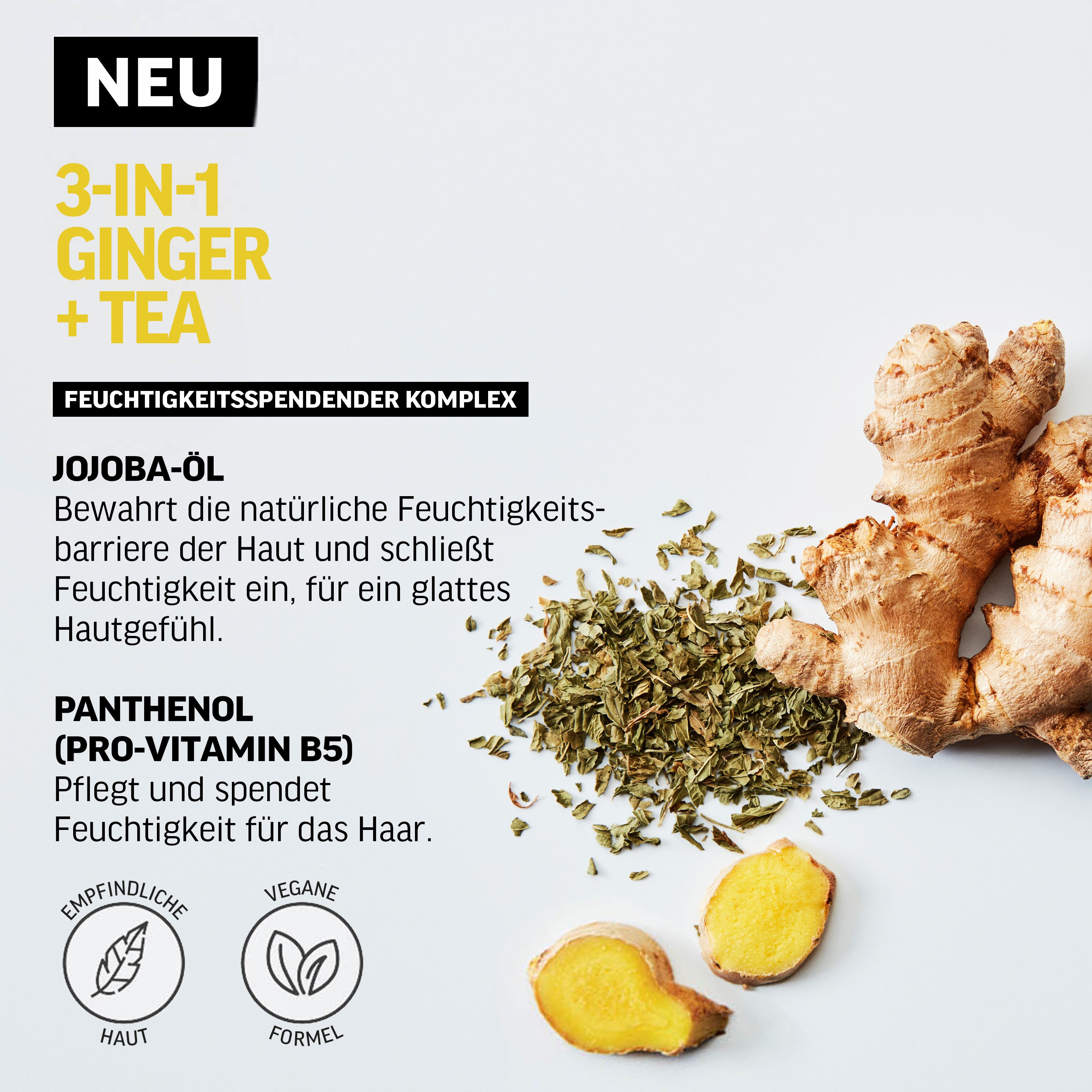 American Crew Haarshampoo 3-in-1 Ginger & Tea shampoo, conditioner & body wash 450 ml (1-delig)