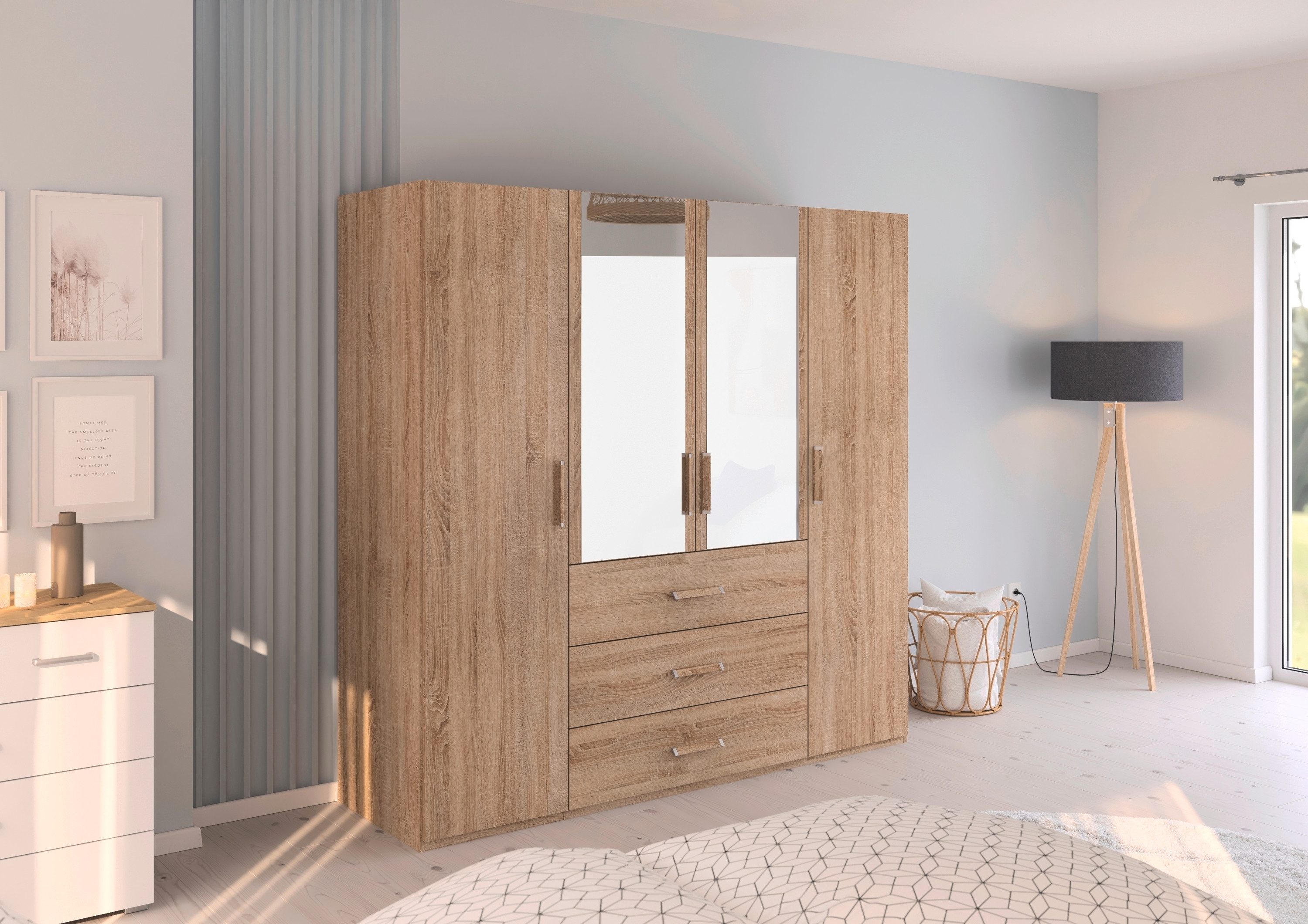 rauch Draaideurkast Kledingkast Kast Garderobe Slaapkamerkast EVELYN in elegante stijl met lades 3 breedtes en 2 hoogtes made in germany