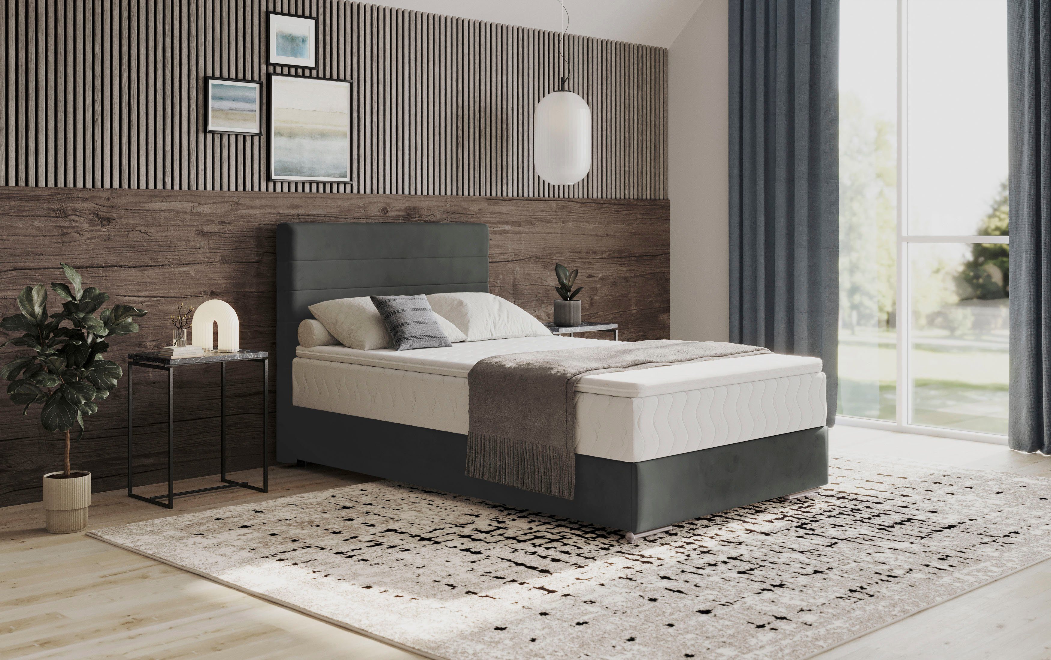 Mr. Couch Boxspring Stratus 2 incl. matrassen en bedlades boxsprings grijs