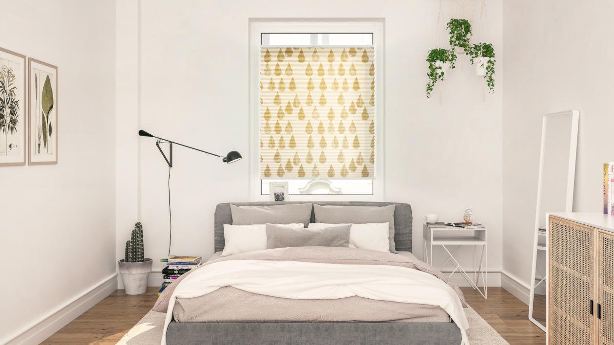 LICHTBLICK Plissé Klemmfix, zonder boren, ondoorzichtig, golden drops - goudkleur (1 stuk)