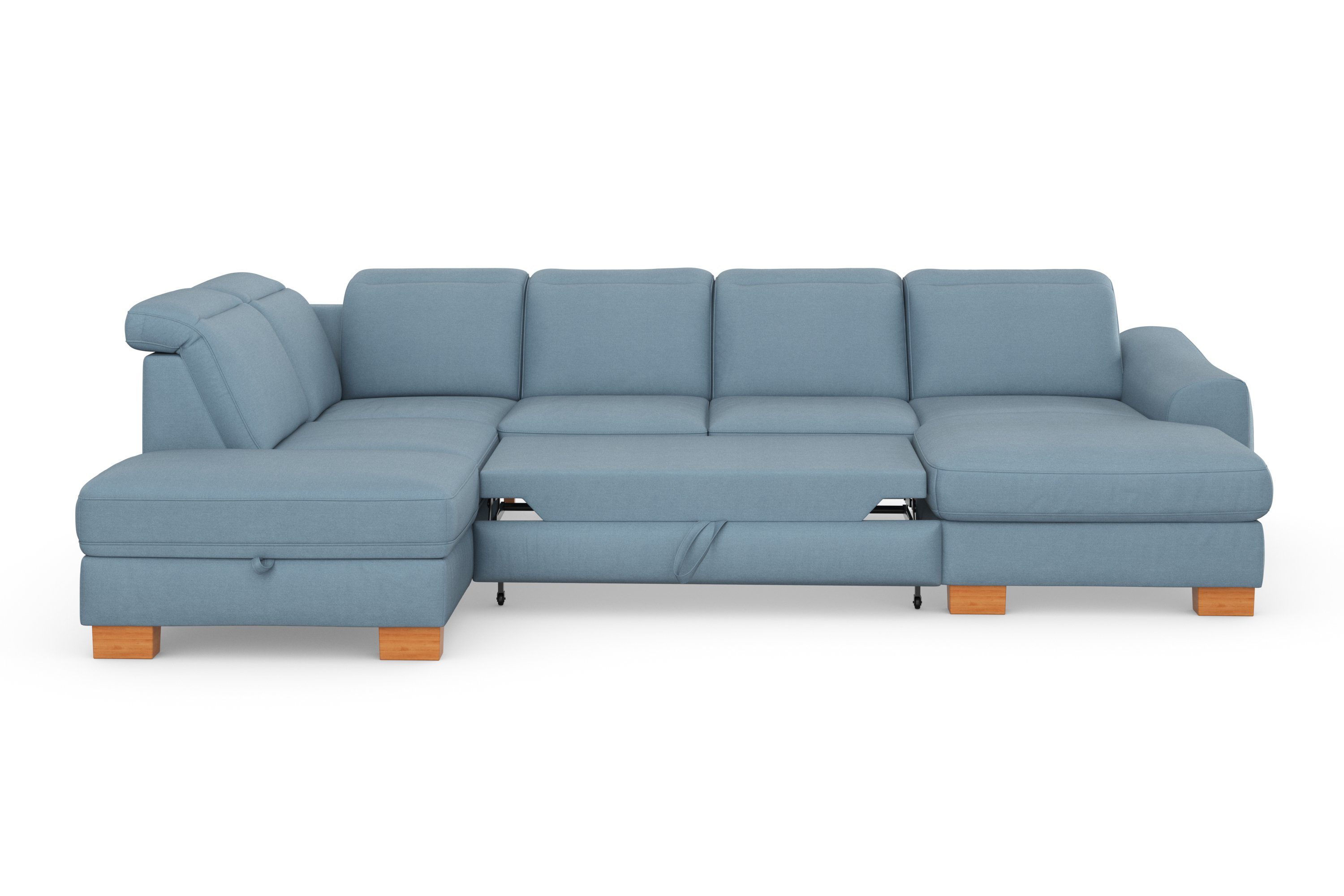 sit&more Zithoek Dundee U-vorm met binnenvering en massief houten poten, naar keuze met verstelbare hoofdsteun