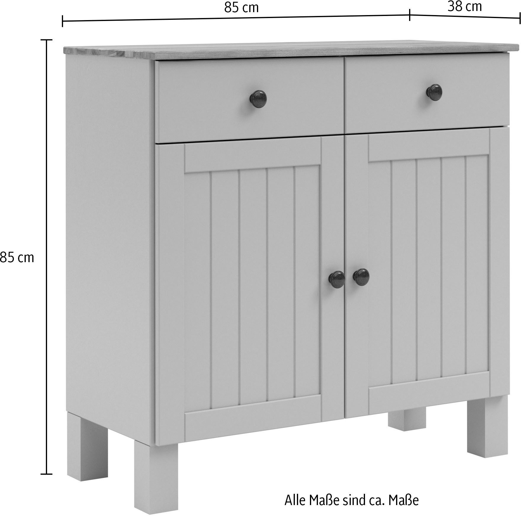 Home affaire Sidetable Alby2 Met 2 deuren, 2 lades en metalen grepen, breedte 85 cm