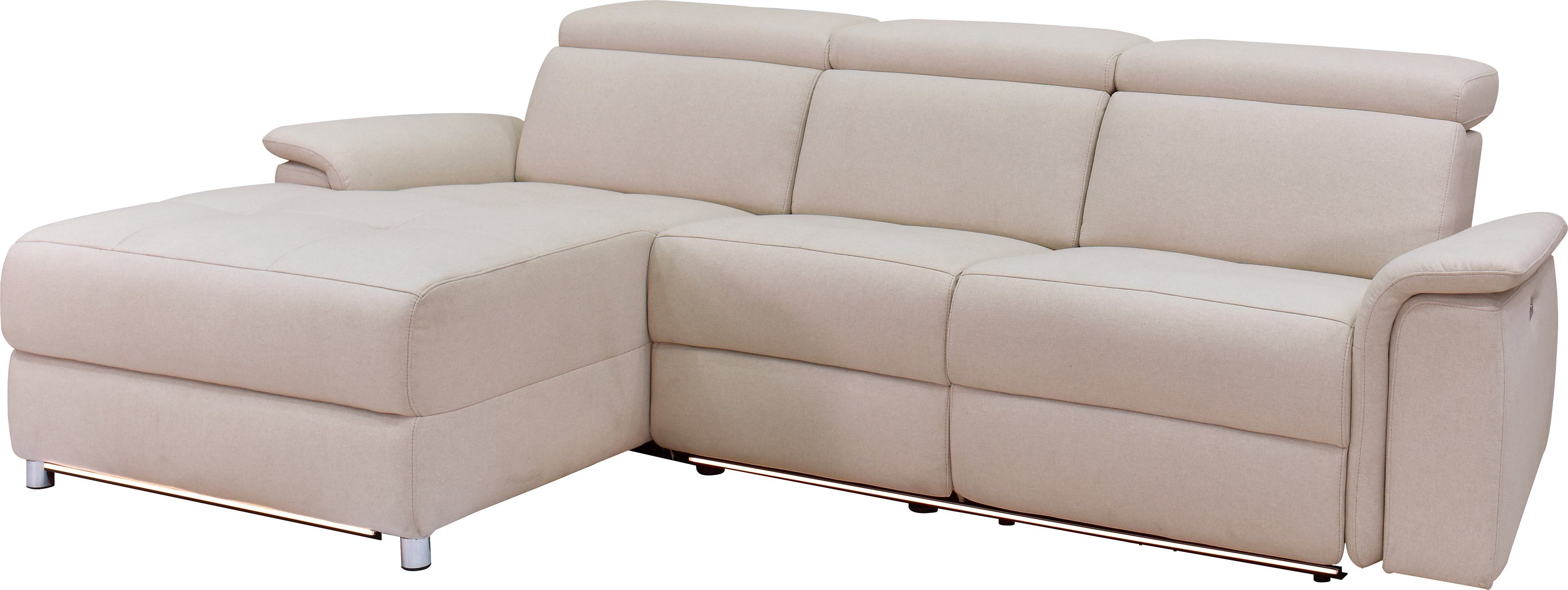 Places of Style Hoekbank Pareli, L-model, 259 cm, met récamier, echt leer, imitatieleer, weefstof