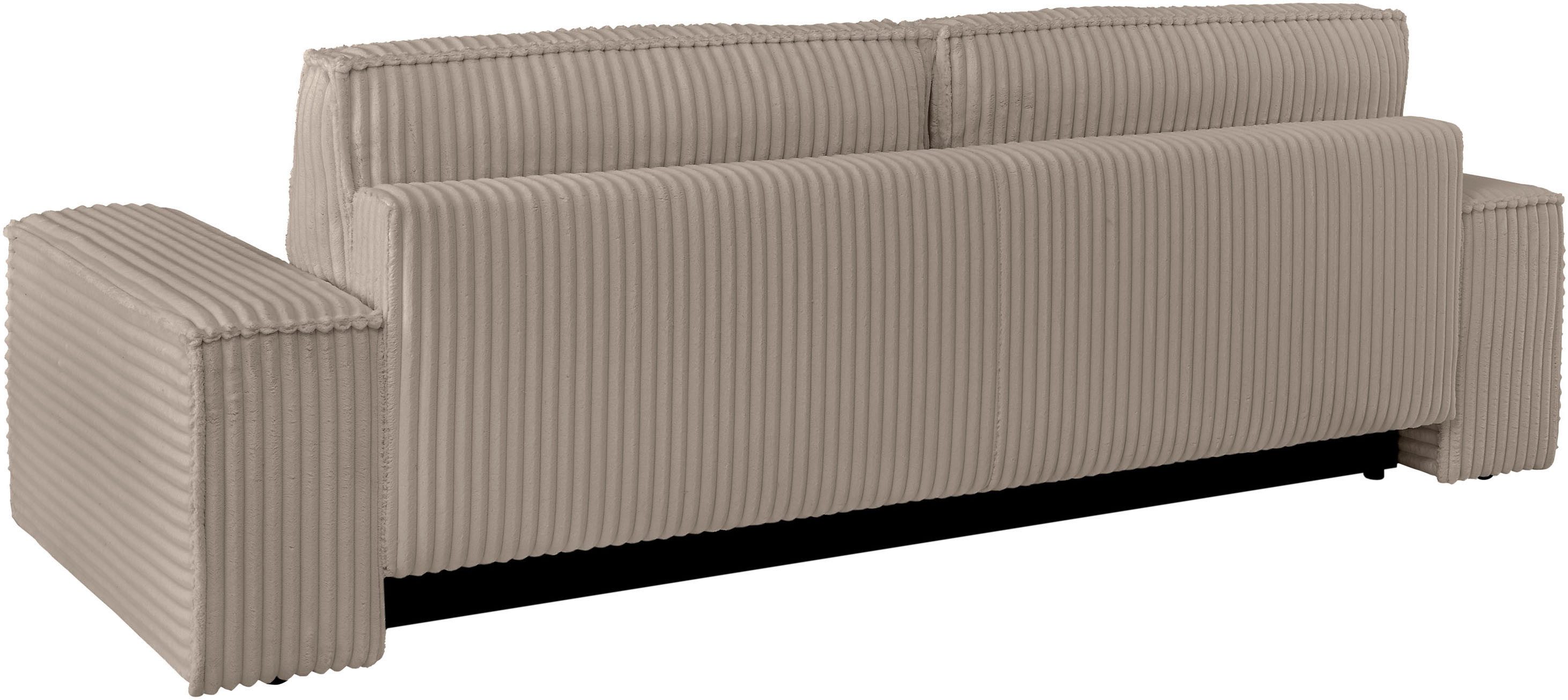 andas 3-zitsbank FINNLEY slaapbank 257 cm, slaapfunctie met bedlade (200/136cm)