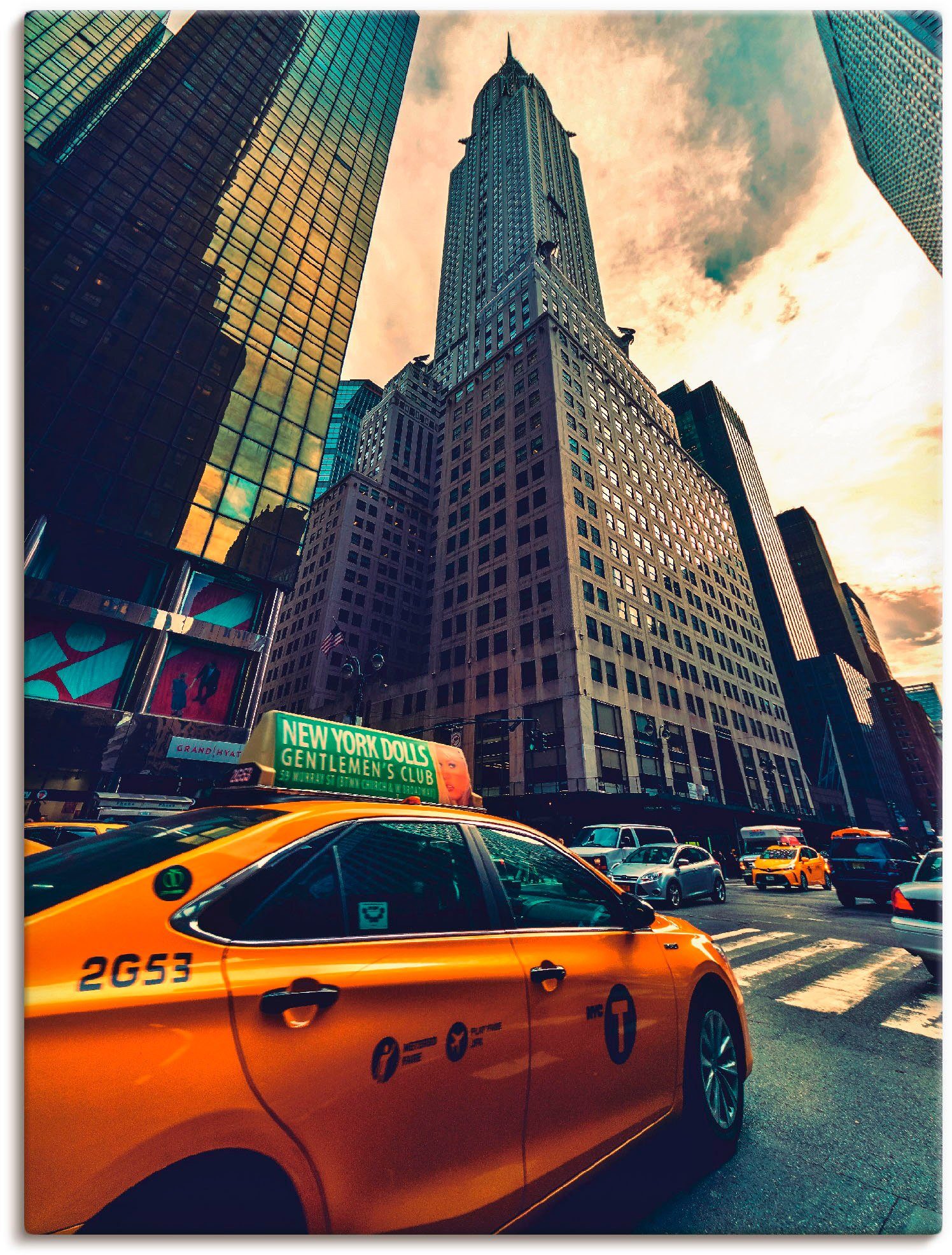 Artland Artprint Taxi in New York in vele afmetingen & productsoorten -artprint op linnen, poster, muursticker / wandfolie ook geschikt voor de badkamer (1 stuk)