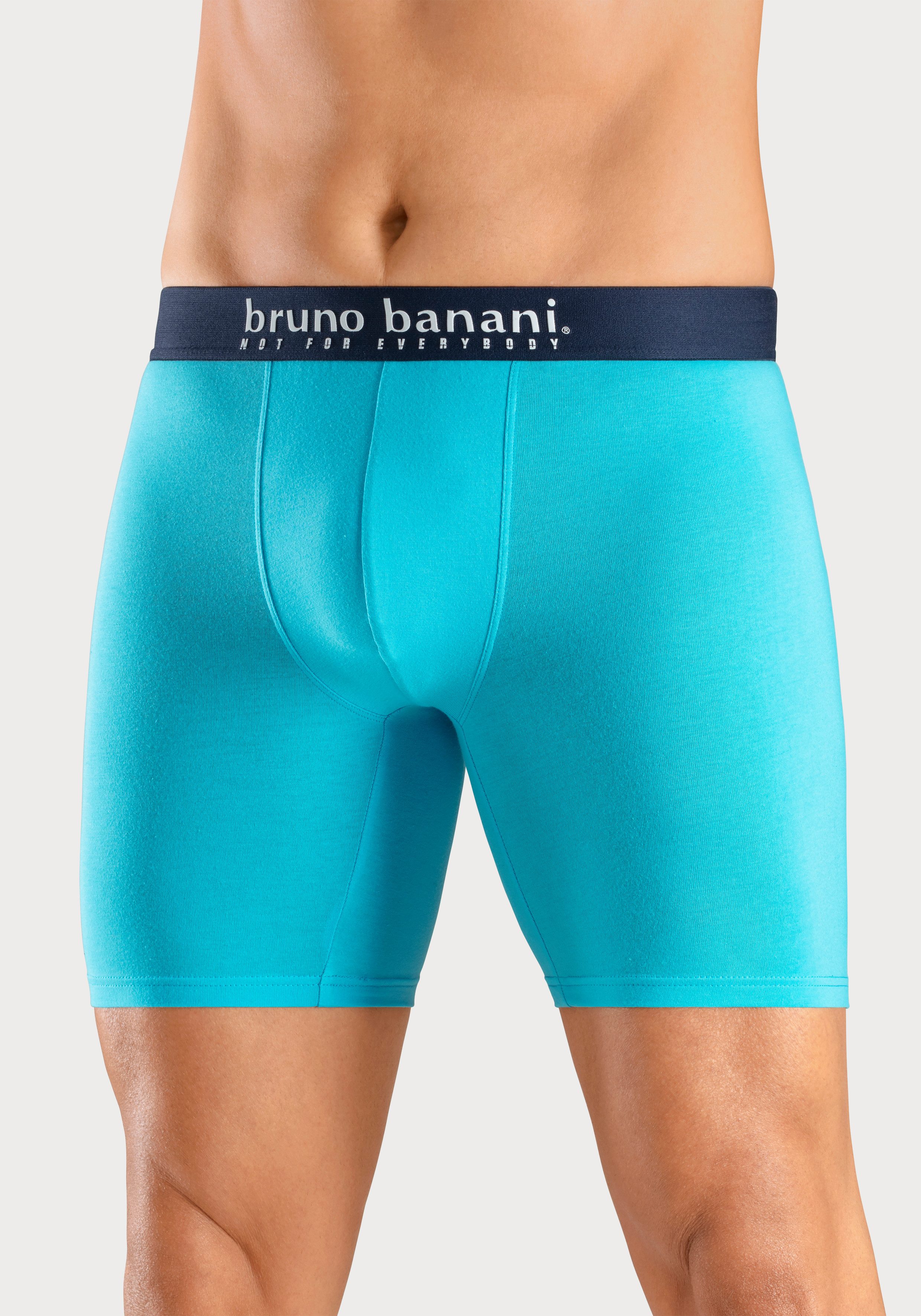 Bruno Banani Lange boxershort met palmprint en effen van katoenmix (4 stuks, Set van 4)