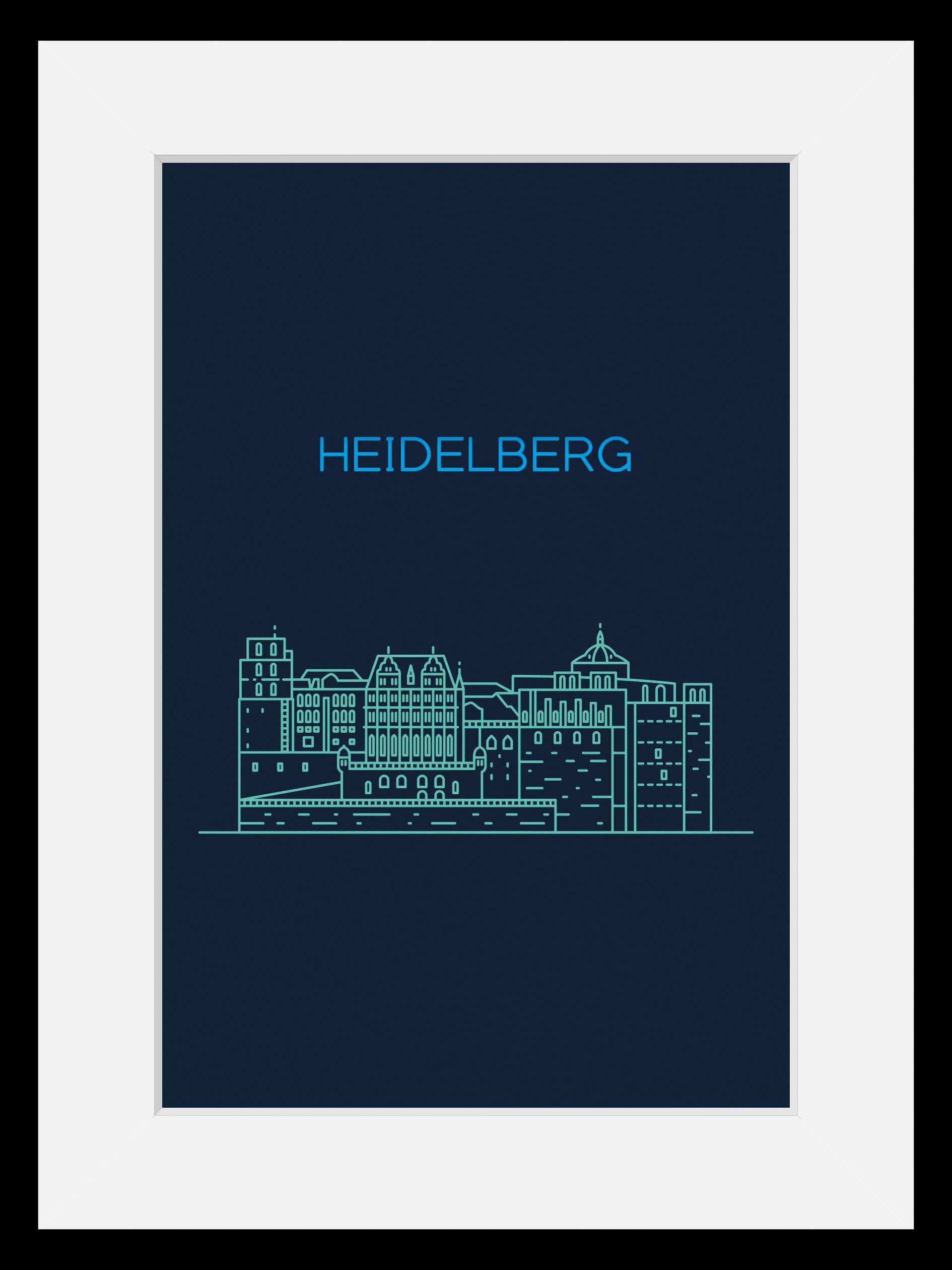 queence Wanddecoratie Heidelberg sightseeing HD premium posterdruk incl. houten lijst (1 stuk)