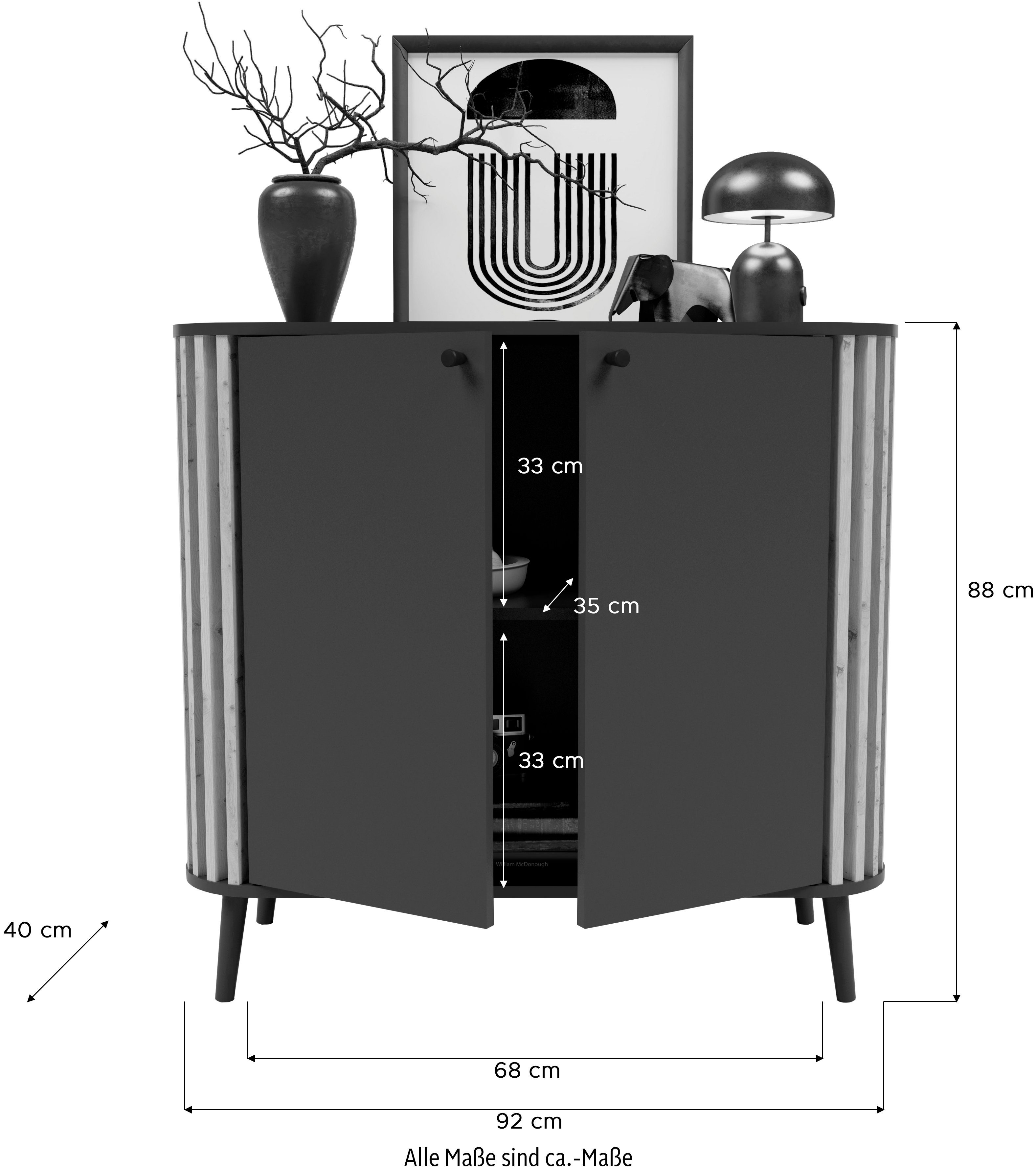 INOSIGN Kast Stavanger, Breedte 92 cm, Paneel-stokjes-uitstraling, 2 Deuren, 2 Vakken (1 stuk)
