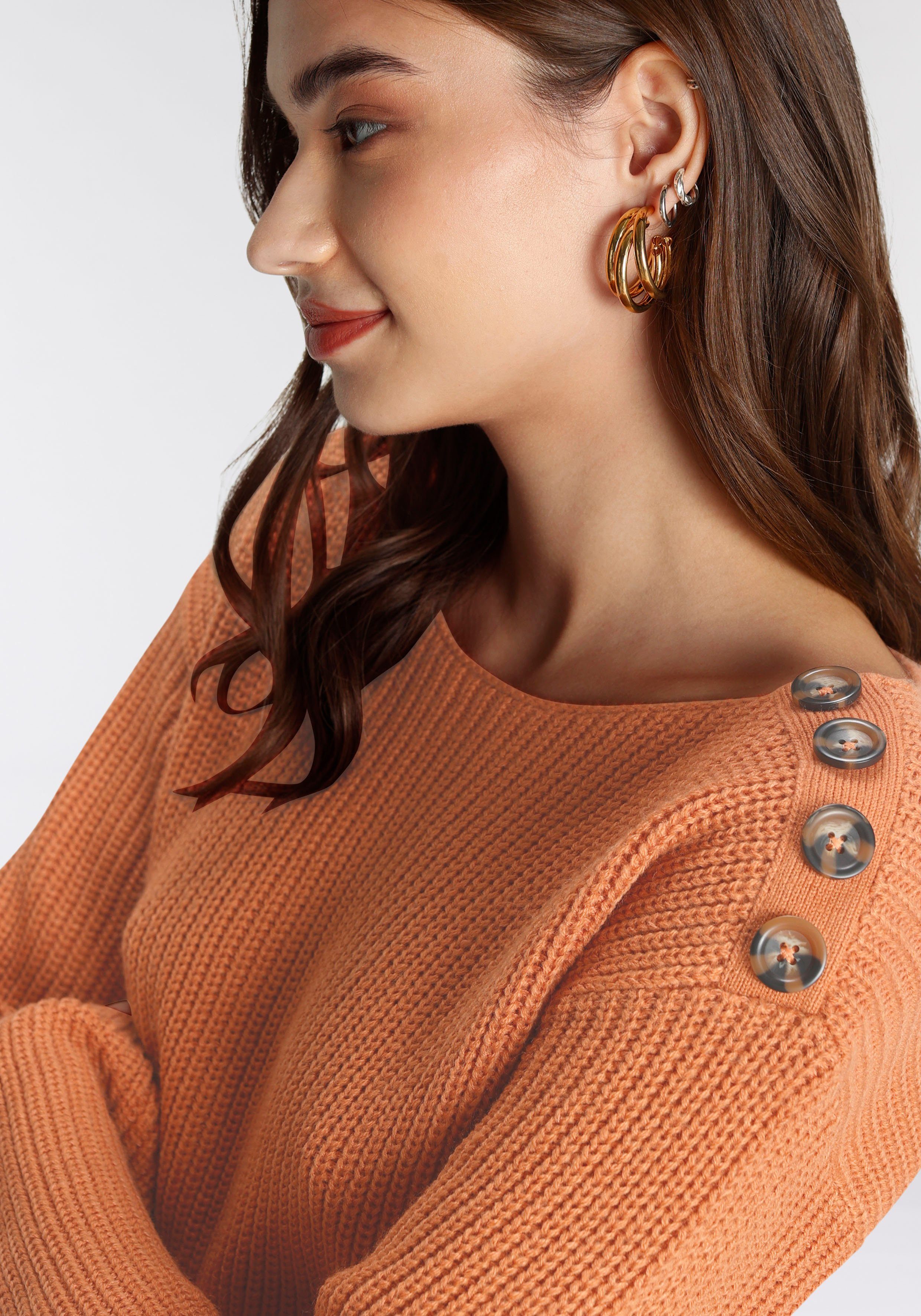 Laura Scott Trui met ronde hals met knoopdetails - nieuwe kollectie