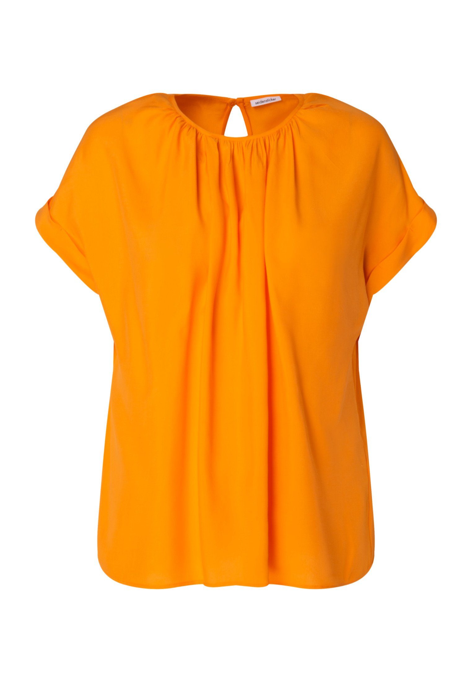 seidensticker Shirtblouse Zwarte roos Korte mouwen ronde hals uni