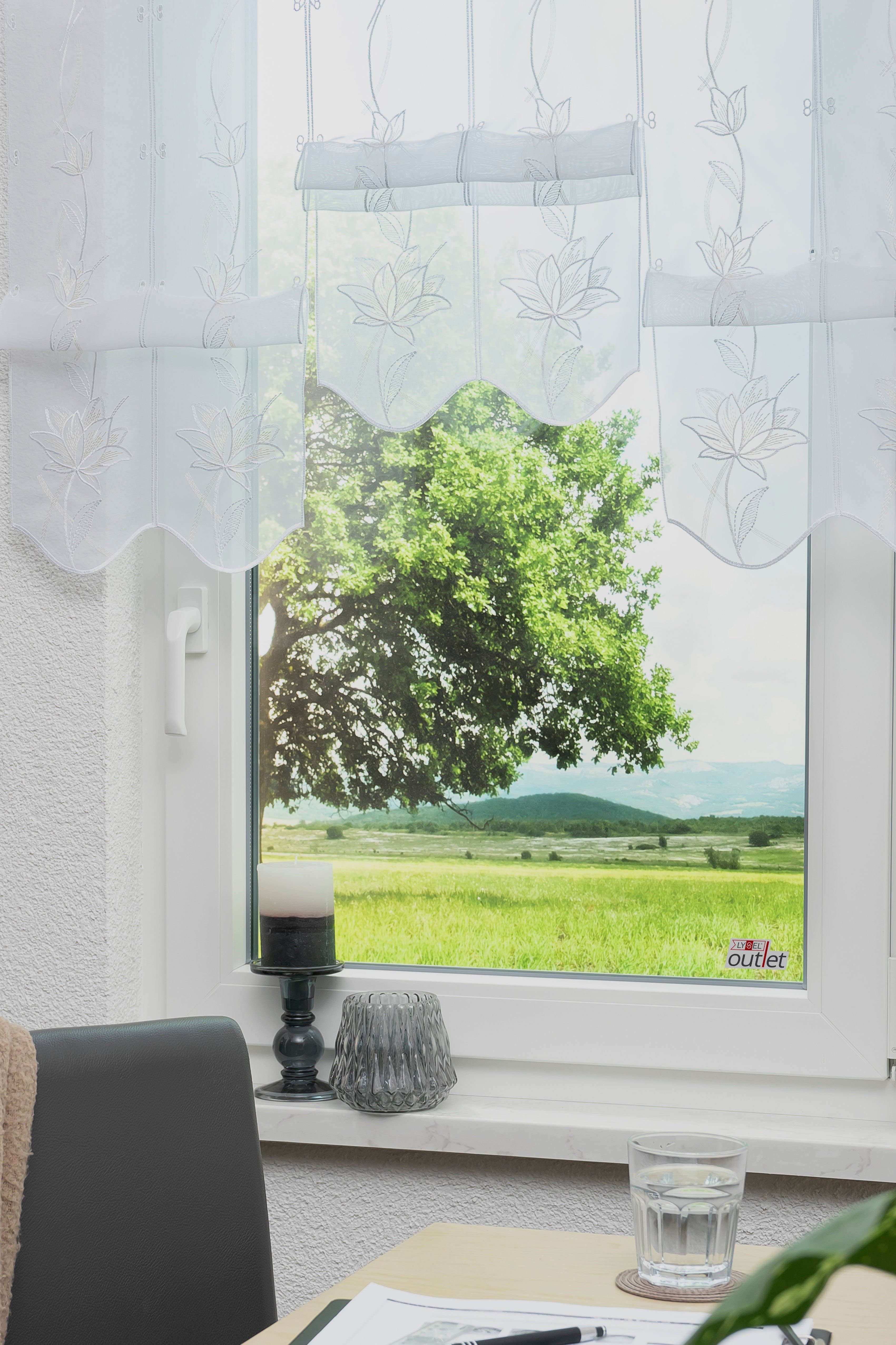 Stickereien Plauen Valletje Kiara (1 stuk) vitrage maat H/B: 95/210 cm bruin