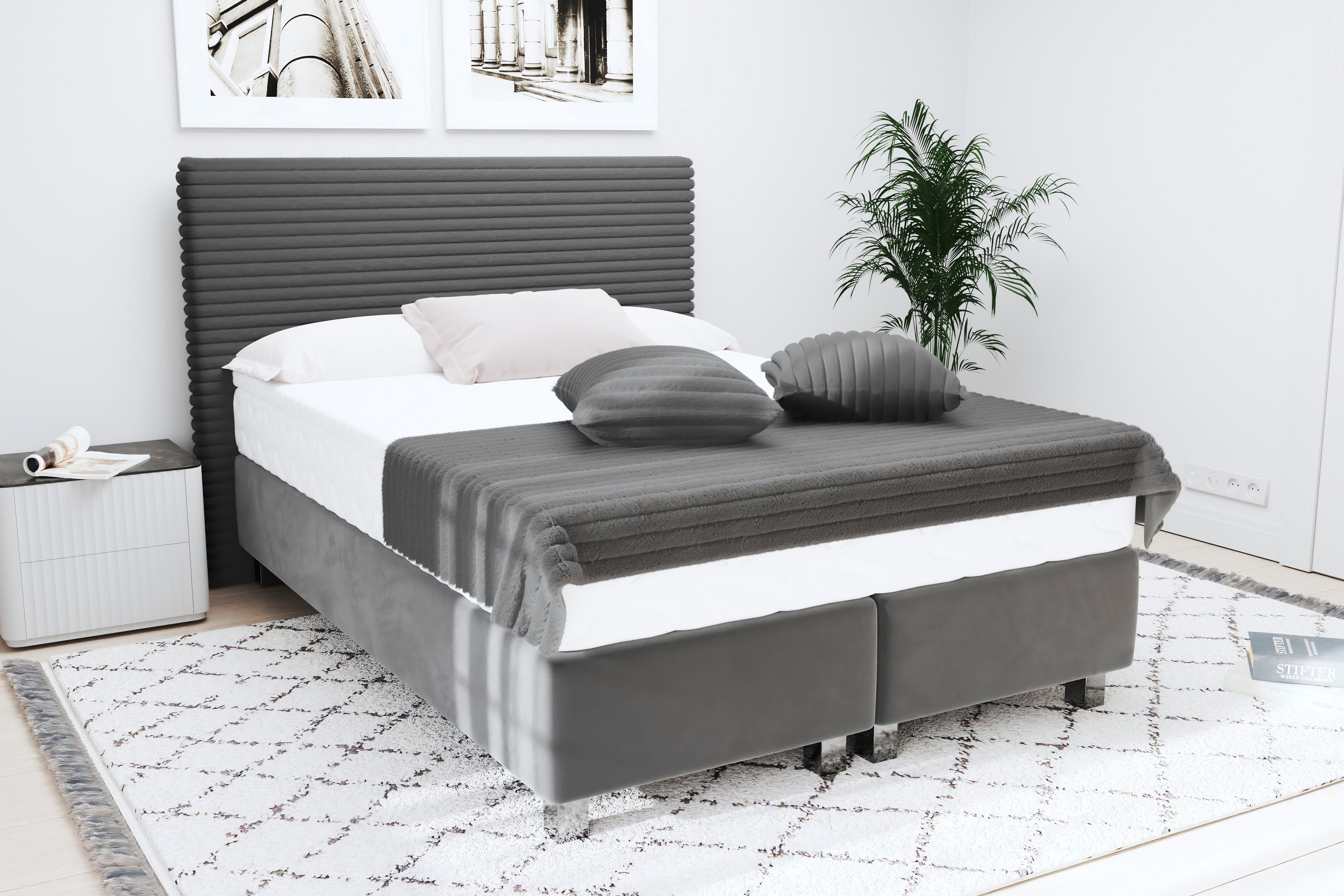 Westfalia Polsterbetten Boxspring Sven incl. sierkussens, naar keuze met of zonder koudschuim matrastopper boxsprings grijs