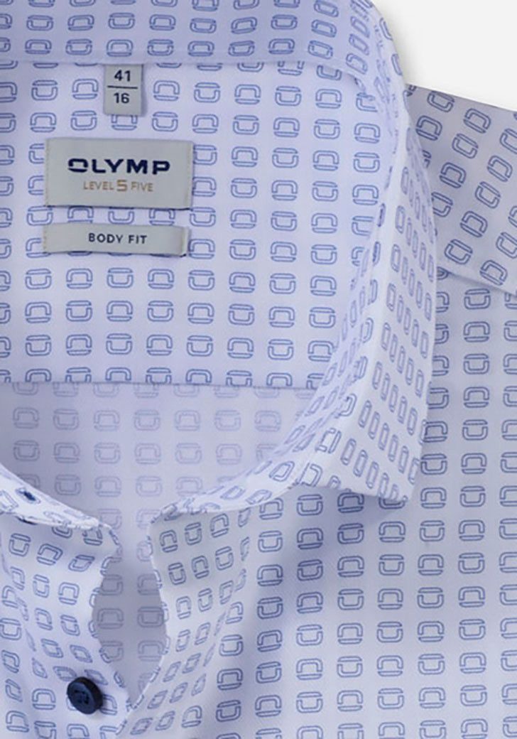 OLYMP Businessoverhemd Level 5 overal bedrukt met merklogo