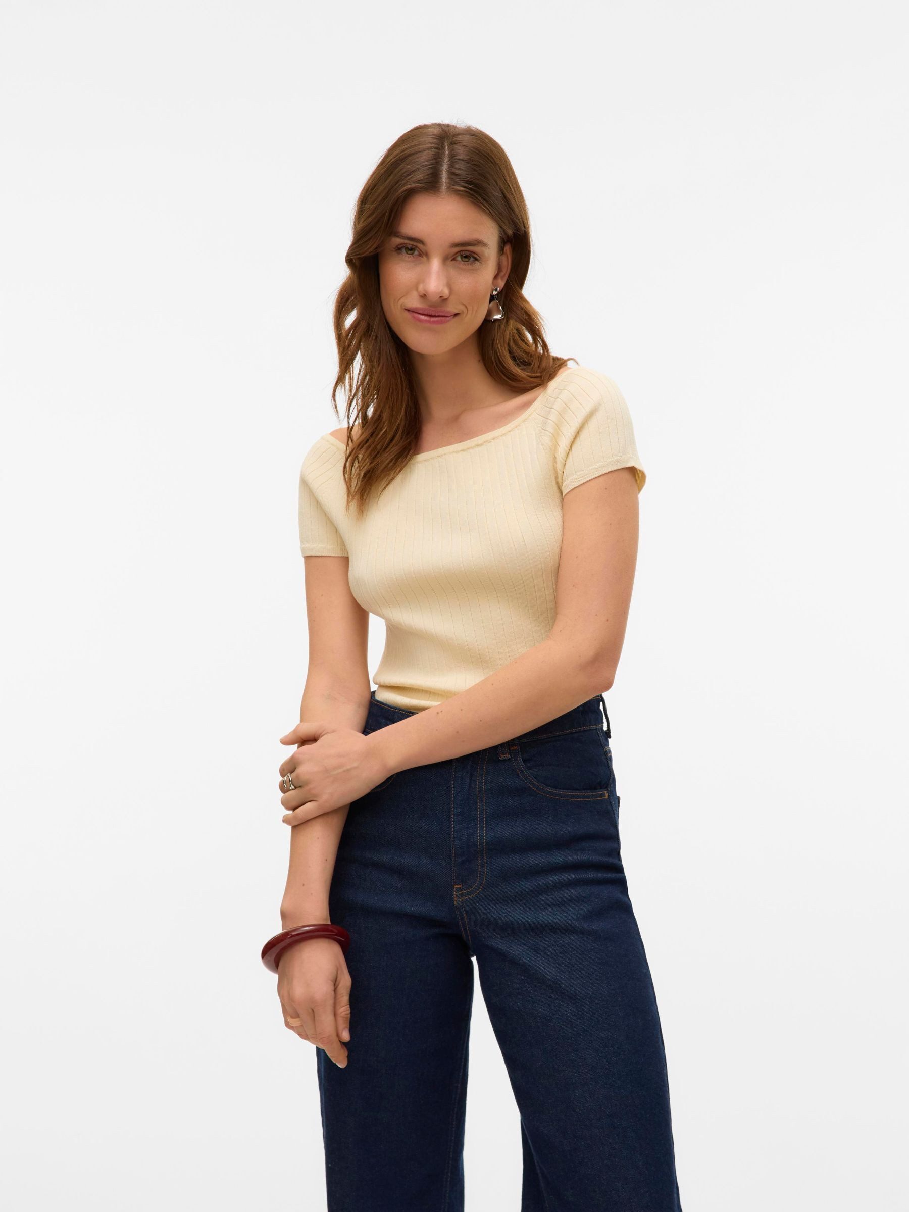 Vero Moda Gebreide top VMPOPPY SS OFF SHOULDER TOP VMA NOOS