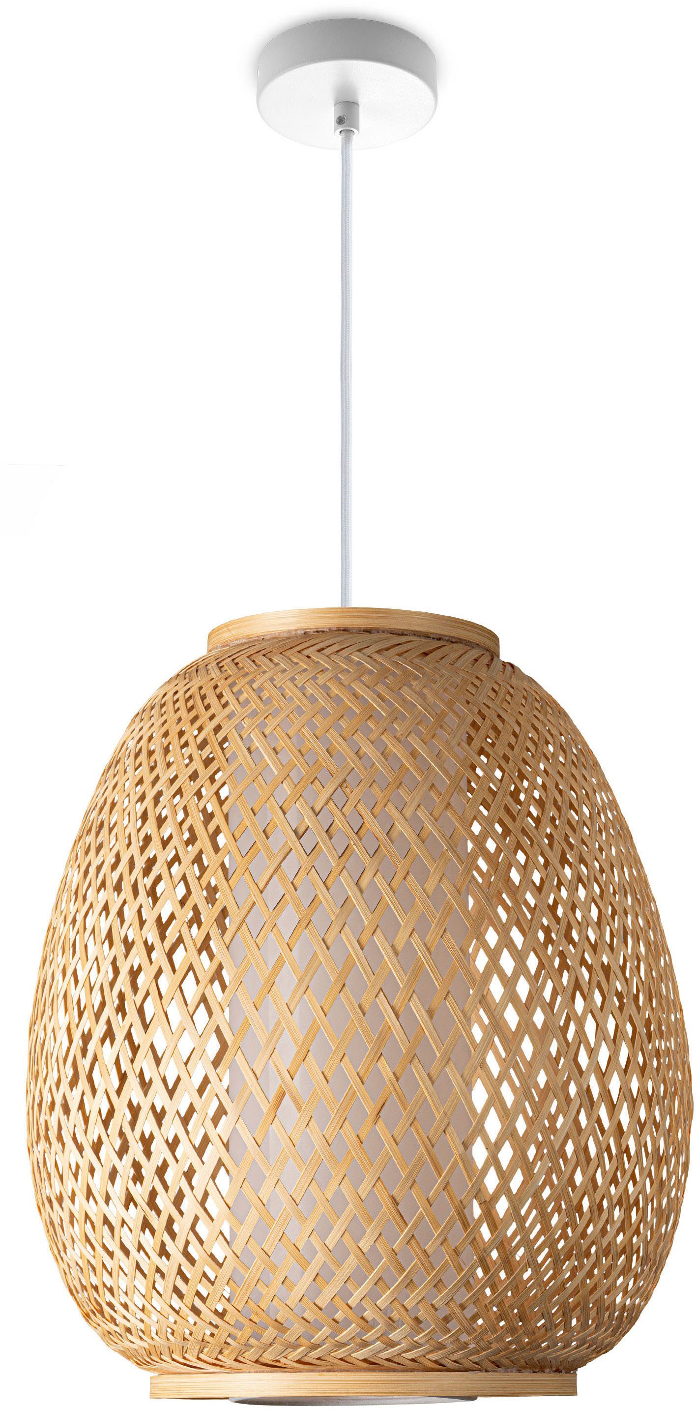 Paco Home Hanglamp TOPU Hanglamp bamboe lampenkap korf woonkamer Boho rustiek E27