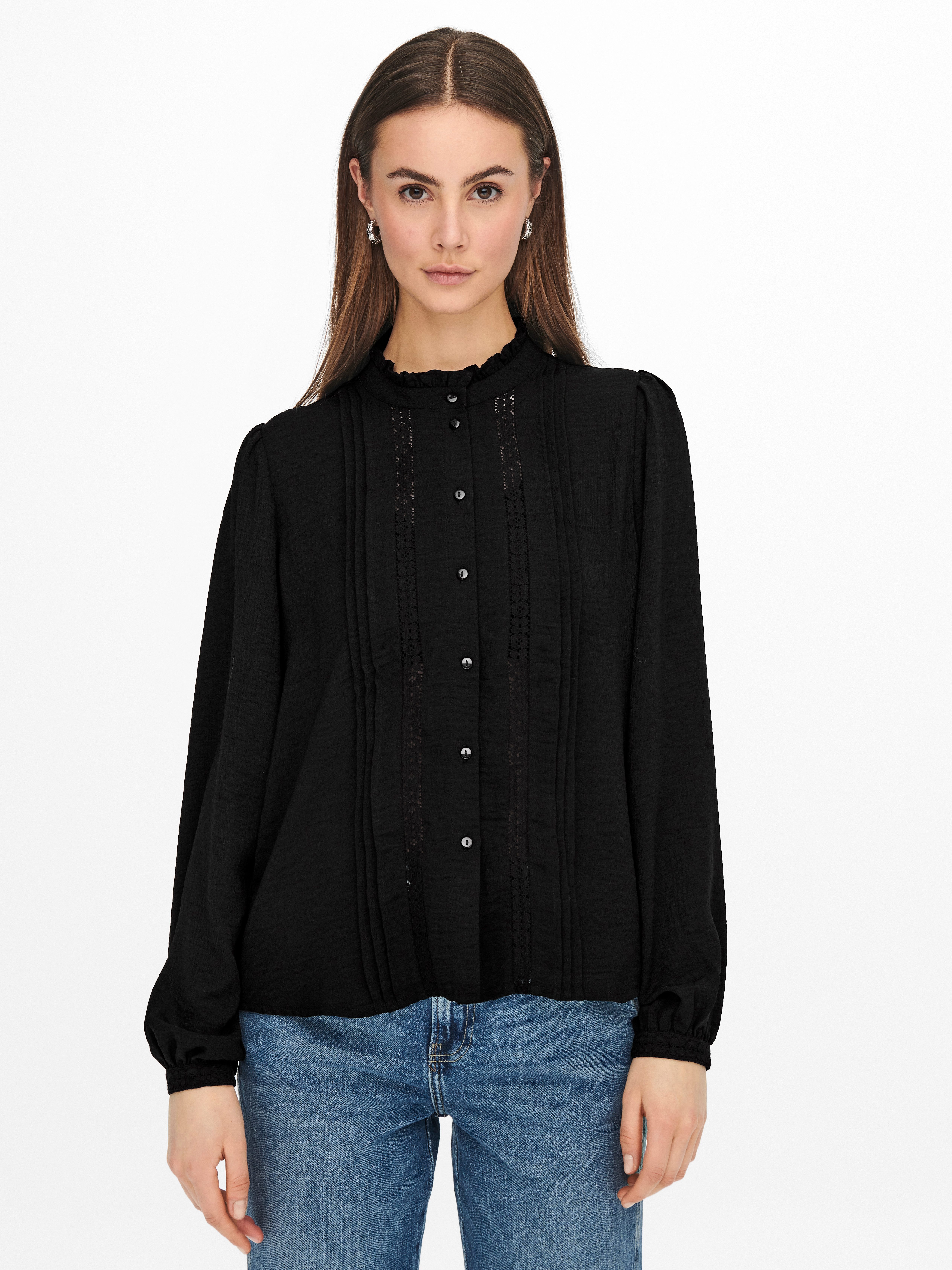 JDY Blouse met ruches JDYELLIS L/S LACE SHIRT WVN NOOS