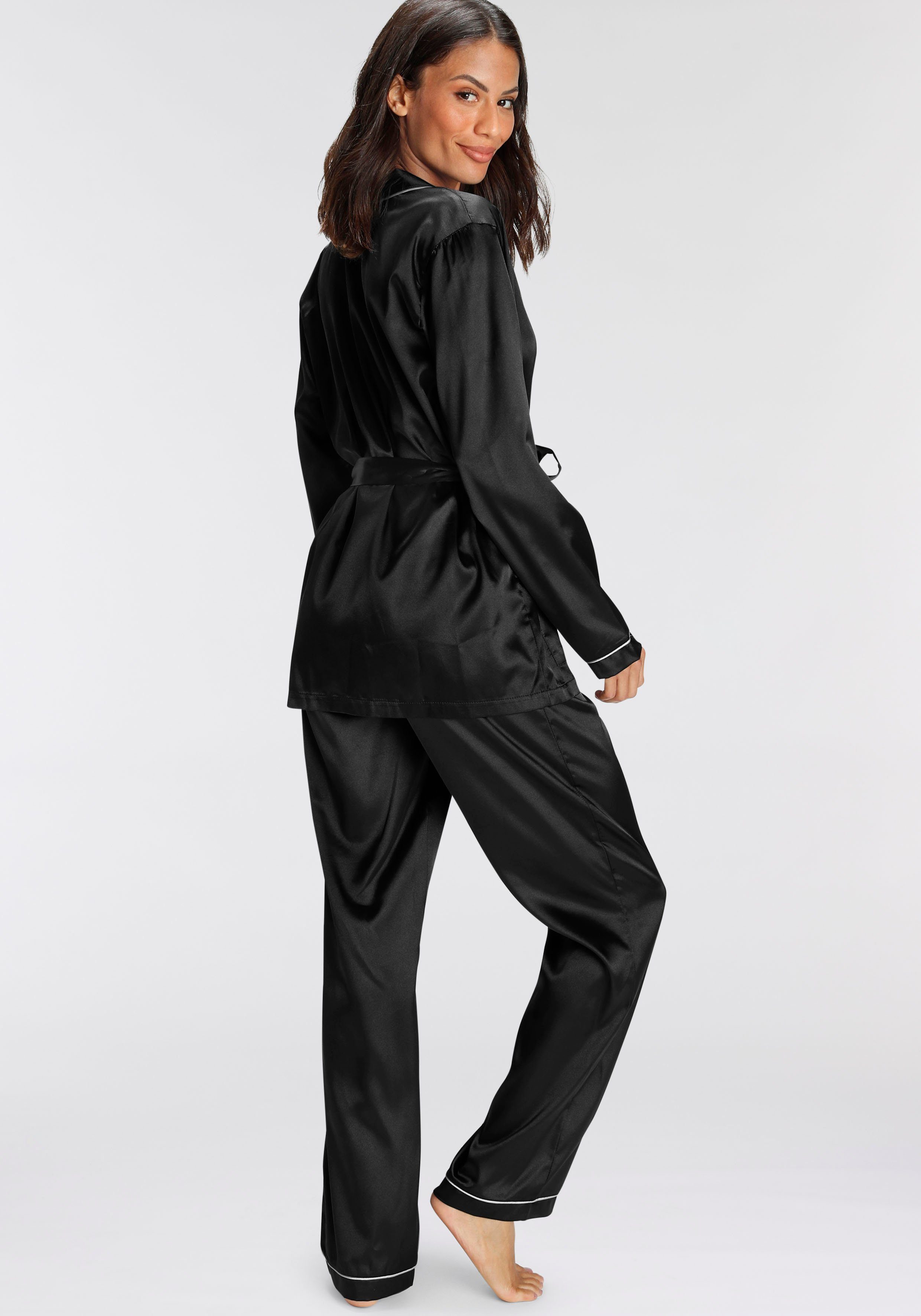 Bruno Banani Pyjama met contrasterende paspel-details (2-delig, 1 stuk)