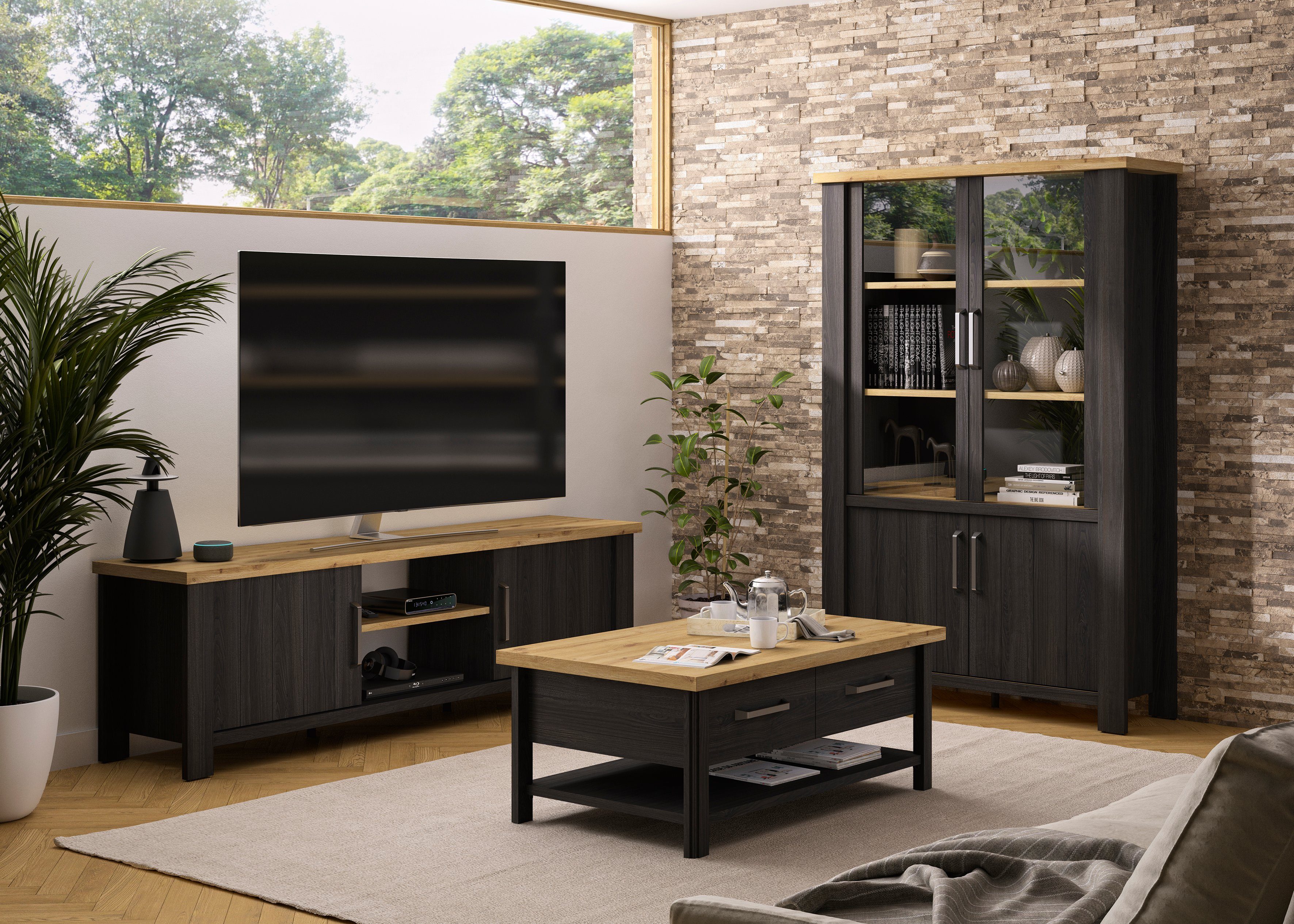 Gami Vitrinekast Sequoia Woonkamer - collectie in landelijke stijl en industrieel decor (1 stuk)