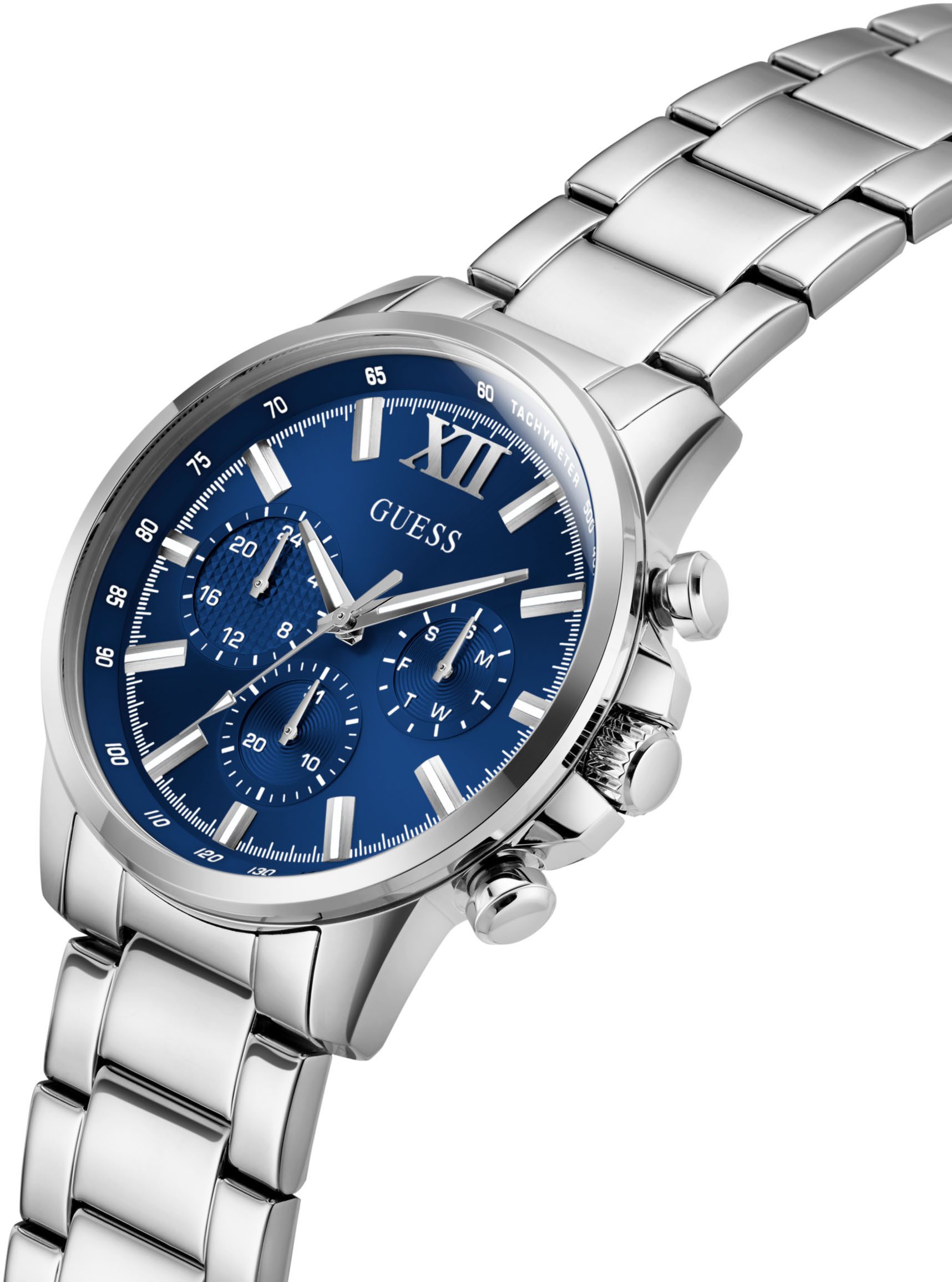 Guess Multifunctioneel horloge Walker Quartz horloge, polshorloge, herenhorloge, datum, weekdag, siliconen band