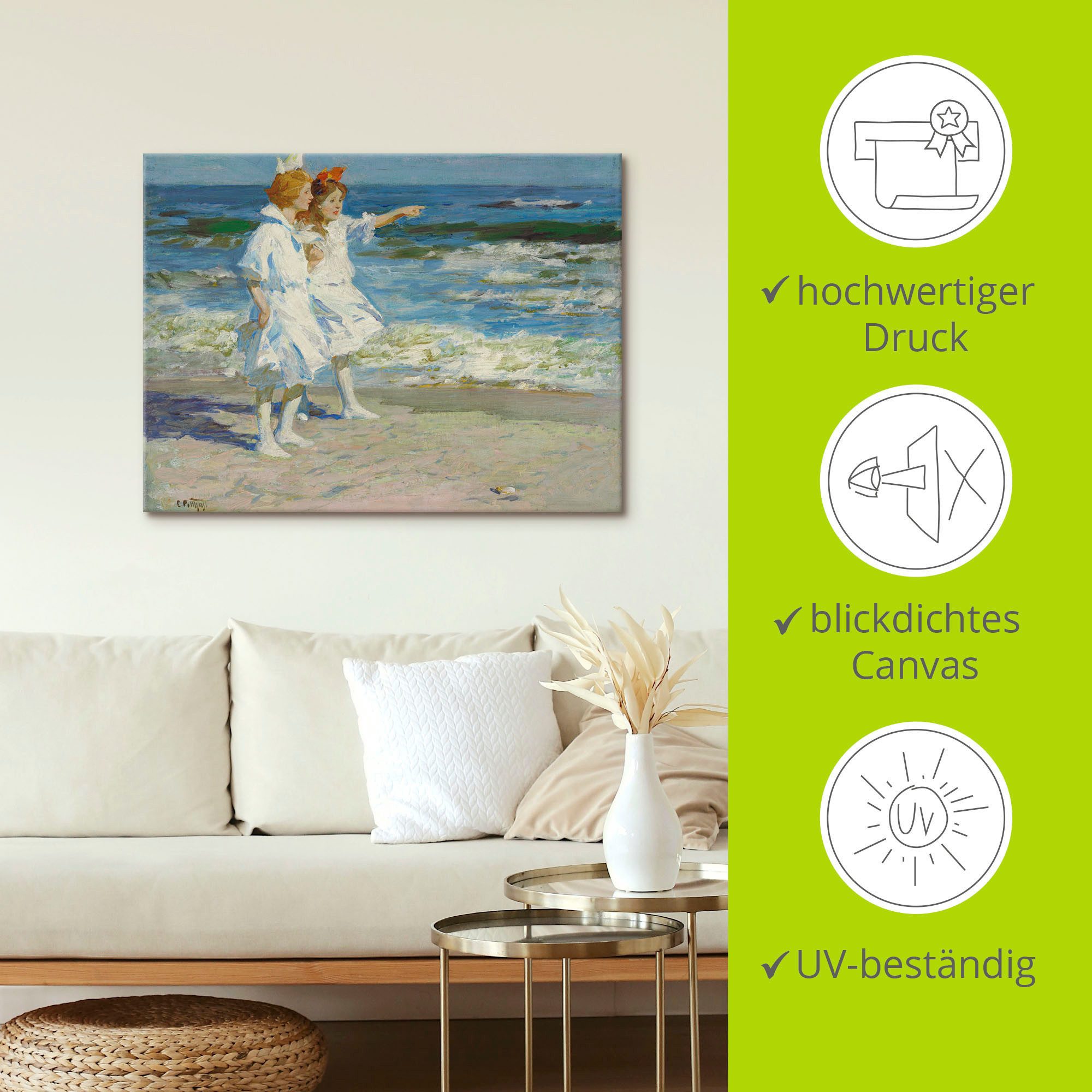 Artland Artprint Meisje aan het strand. als artprint op linnen, muursticker in verschillende maten