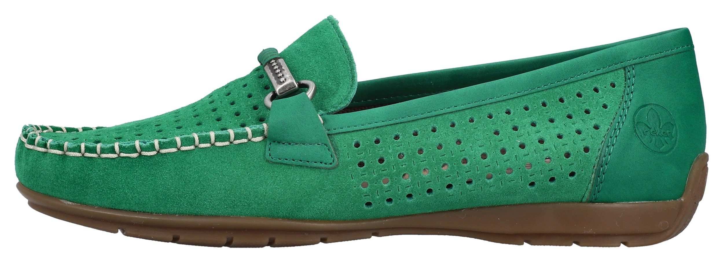 Rieker Instappers moccasin, loafer, zomerschoen met siernaad