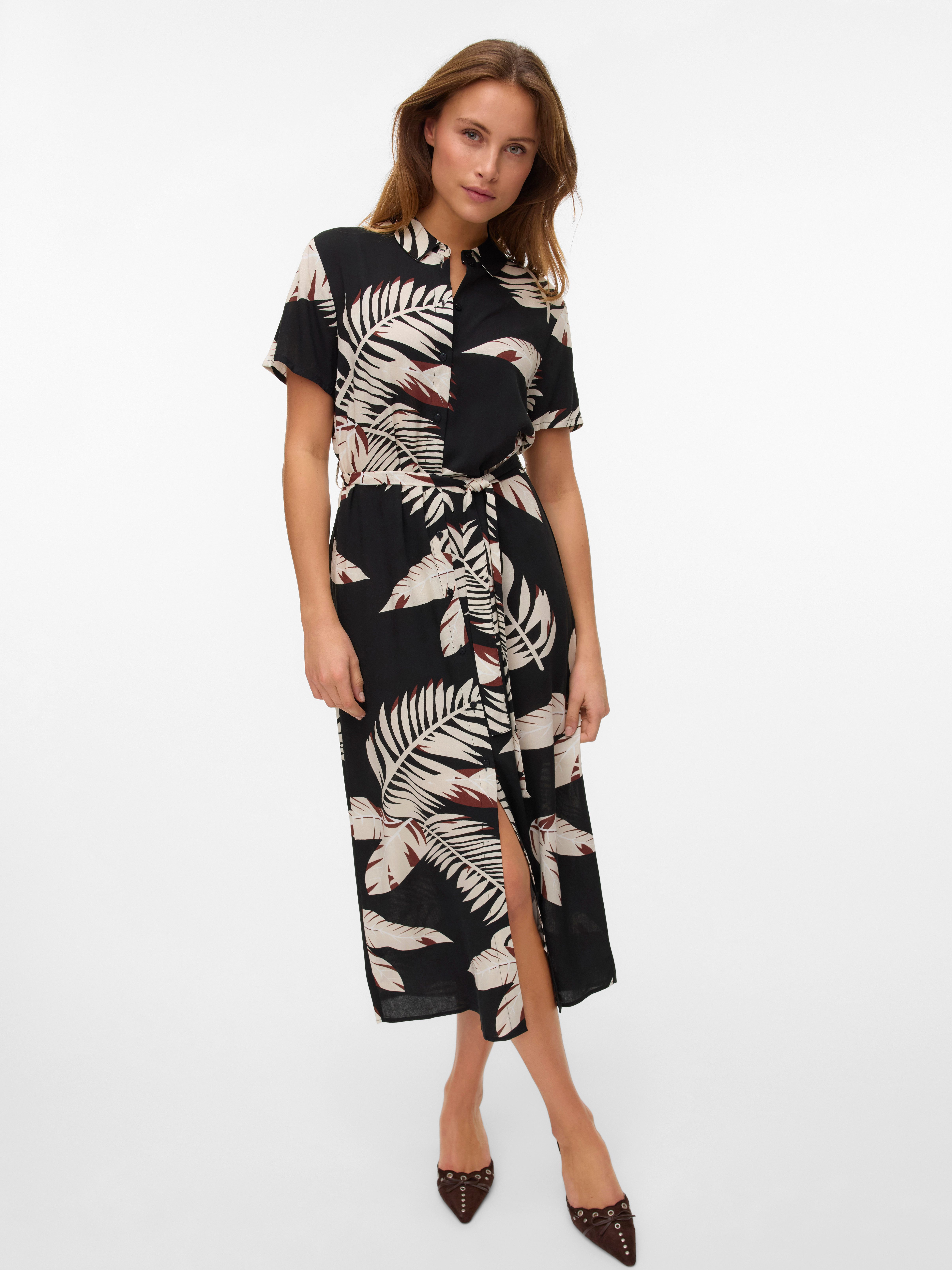 Vero Moda Jurk met overhemdkraag VMEASY JOY S/S LONG SHIRT DRESS WVN GA
