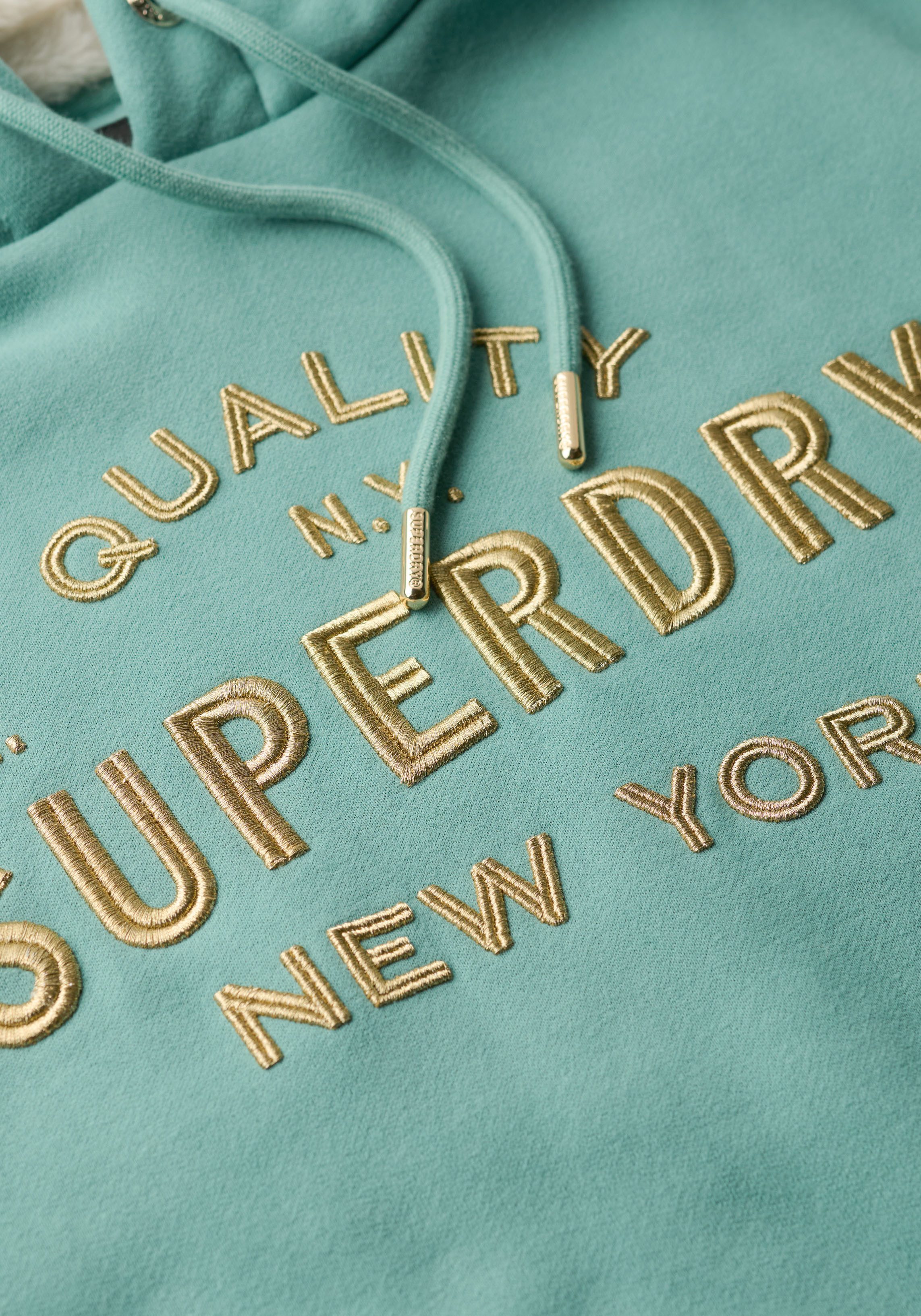 Superdry Jerseyjurk LUXE METALLIC LOGO HOOD DRESS