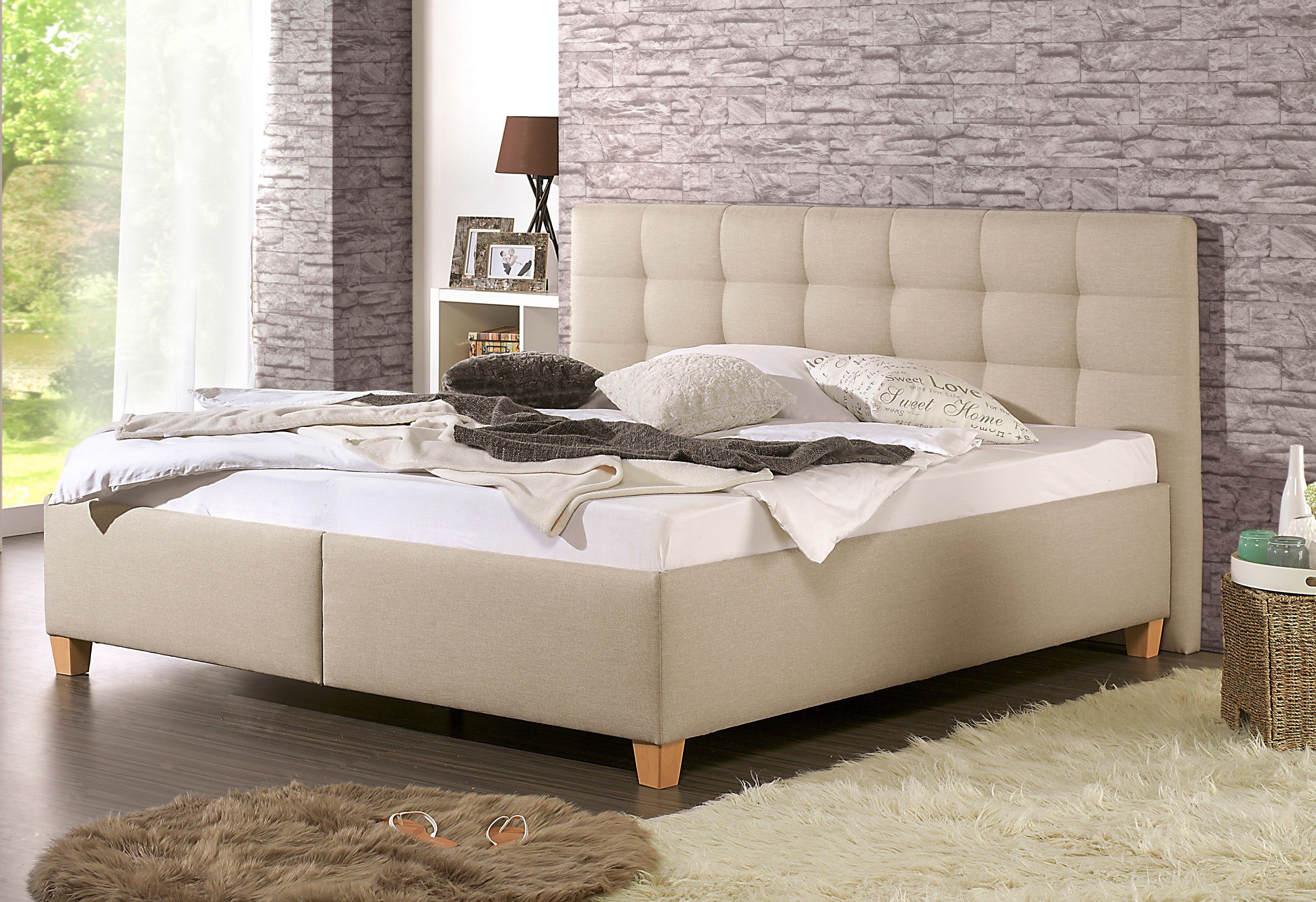 Maintal Gestoffeerd bed Madane naar keuze met matras in de hardheden h2, h3 of h4