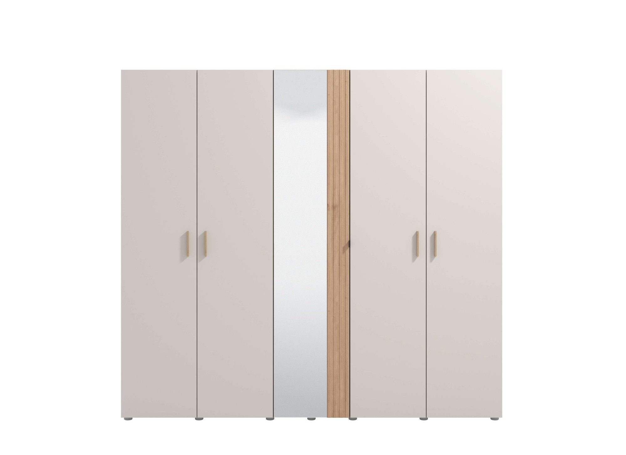 Home affaire Kledingkast Belfort, slaapkamerkast met spiegel 5-deurs linnenkast 225x56x208, fsc®-gecertificeerd houtmateriaal, trendkleur cashmere