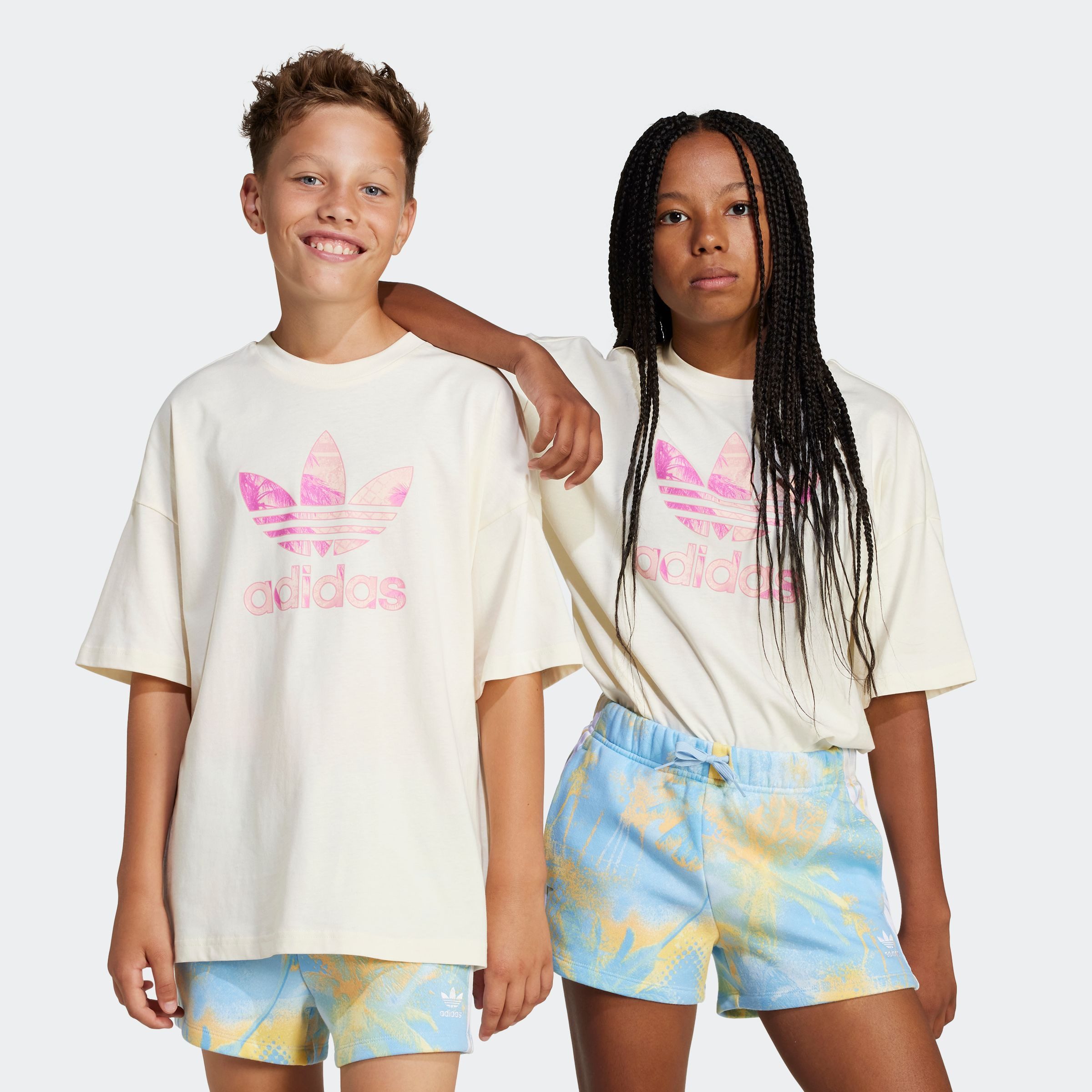 adidas Originals T-shirt Thee jongens t-shirts maat 164 beige