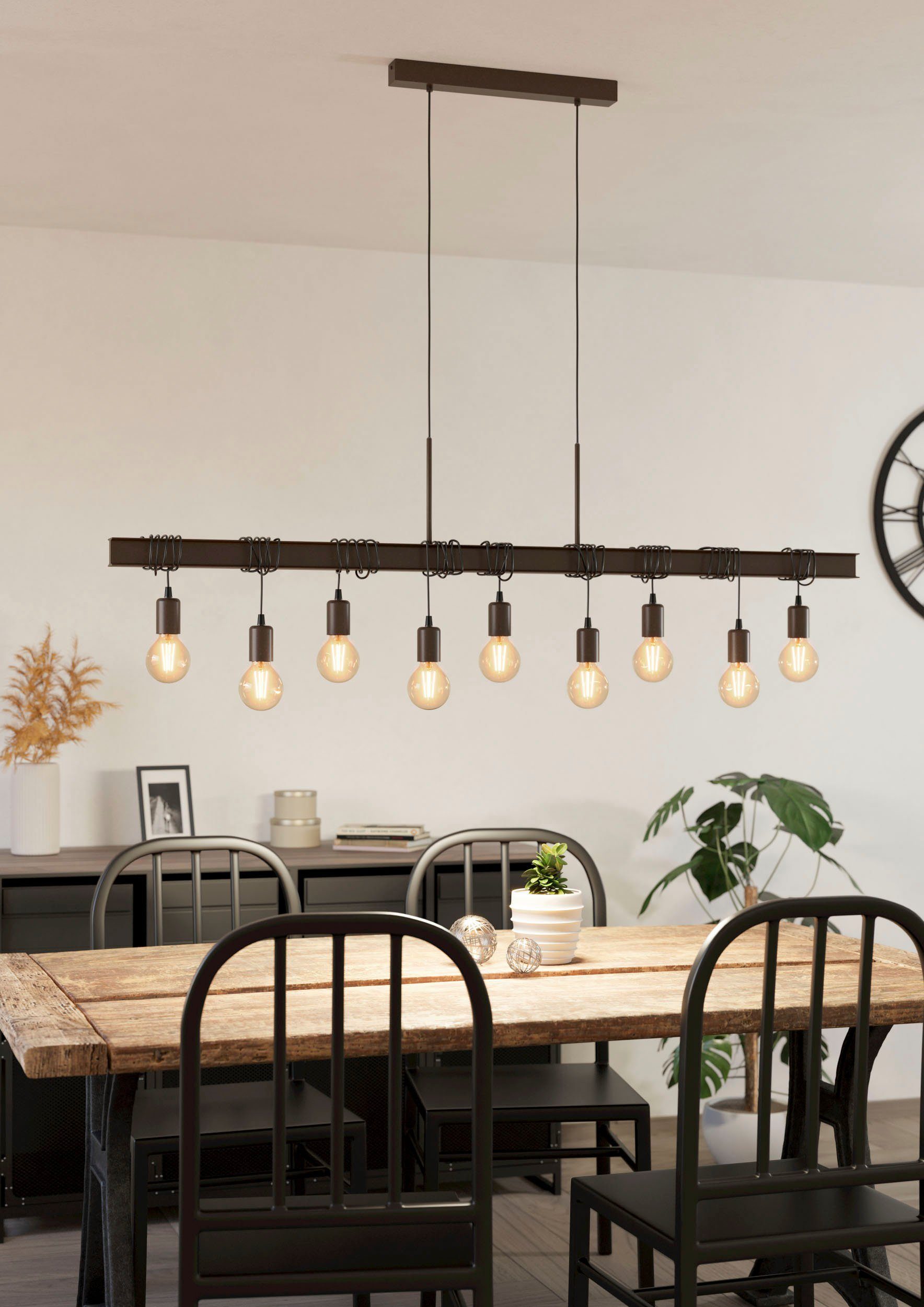 EGLO Hanglamp TOWNSHEND 4 Hanglamp in bruin en zwart van staal - excl. E27 - 60W (1 stuk)
