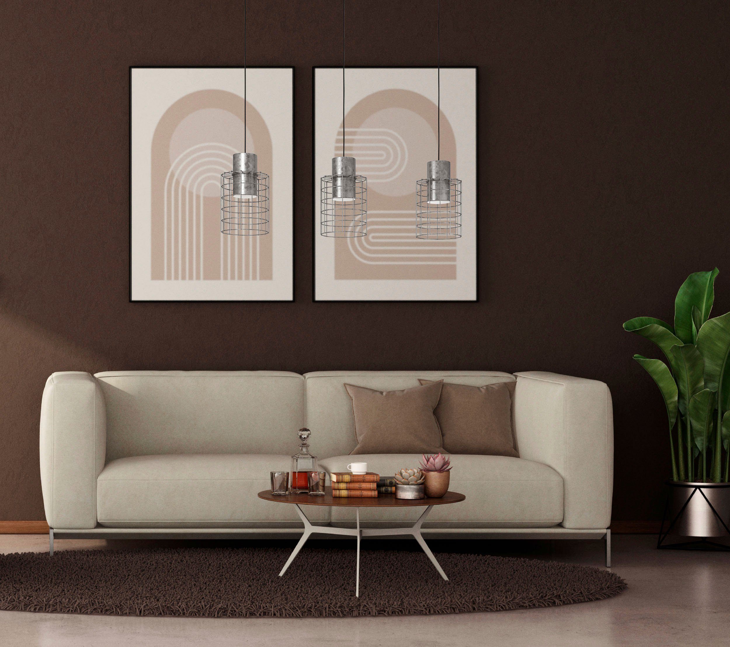 EGLO Hanglamp MILLIGAN Hanglamp in zilverkleur en wit van staal - excl. E27 - 40W (1 stuk)
