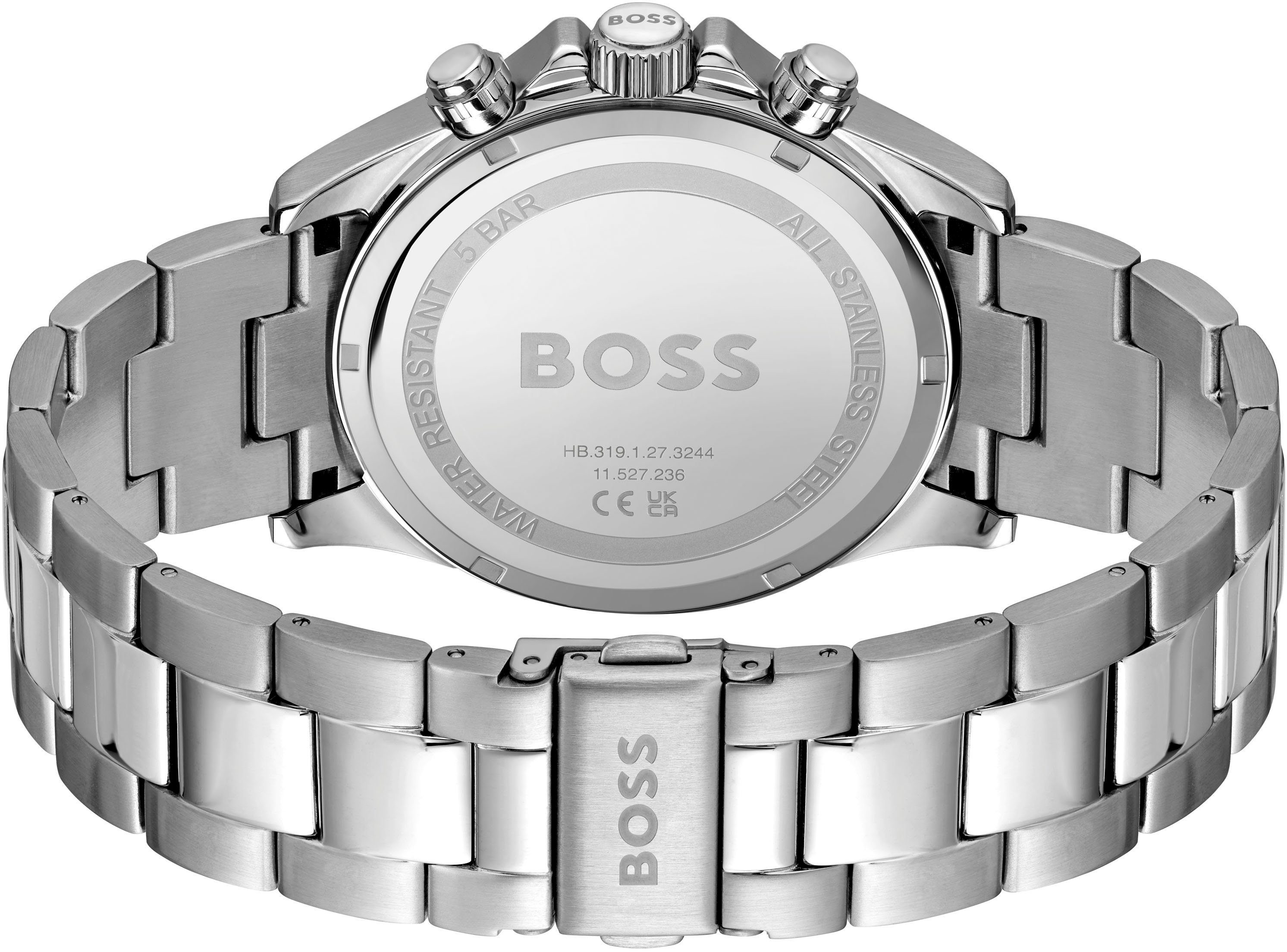 Boss Chronograaf Hero Quartzhorloge, herenhorloge, horloge, stopwatchfunctie, roestvrijstalen band