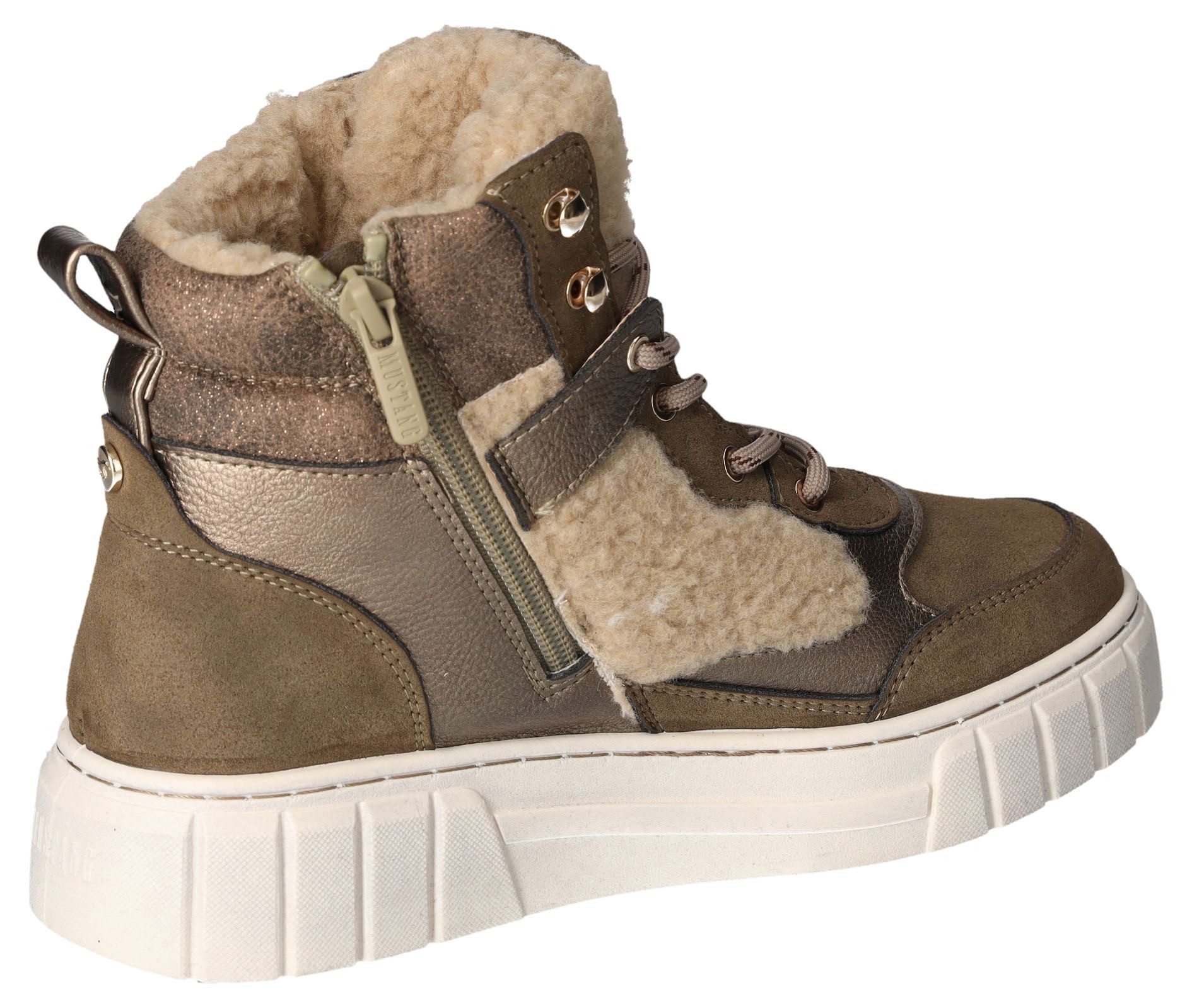 Mustang Shoes Winterlaarzen plateau veterschoenen enkellaars met teddy-voering