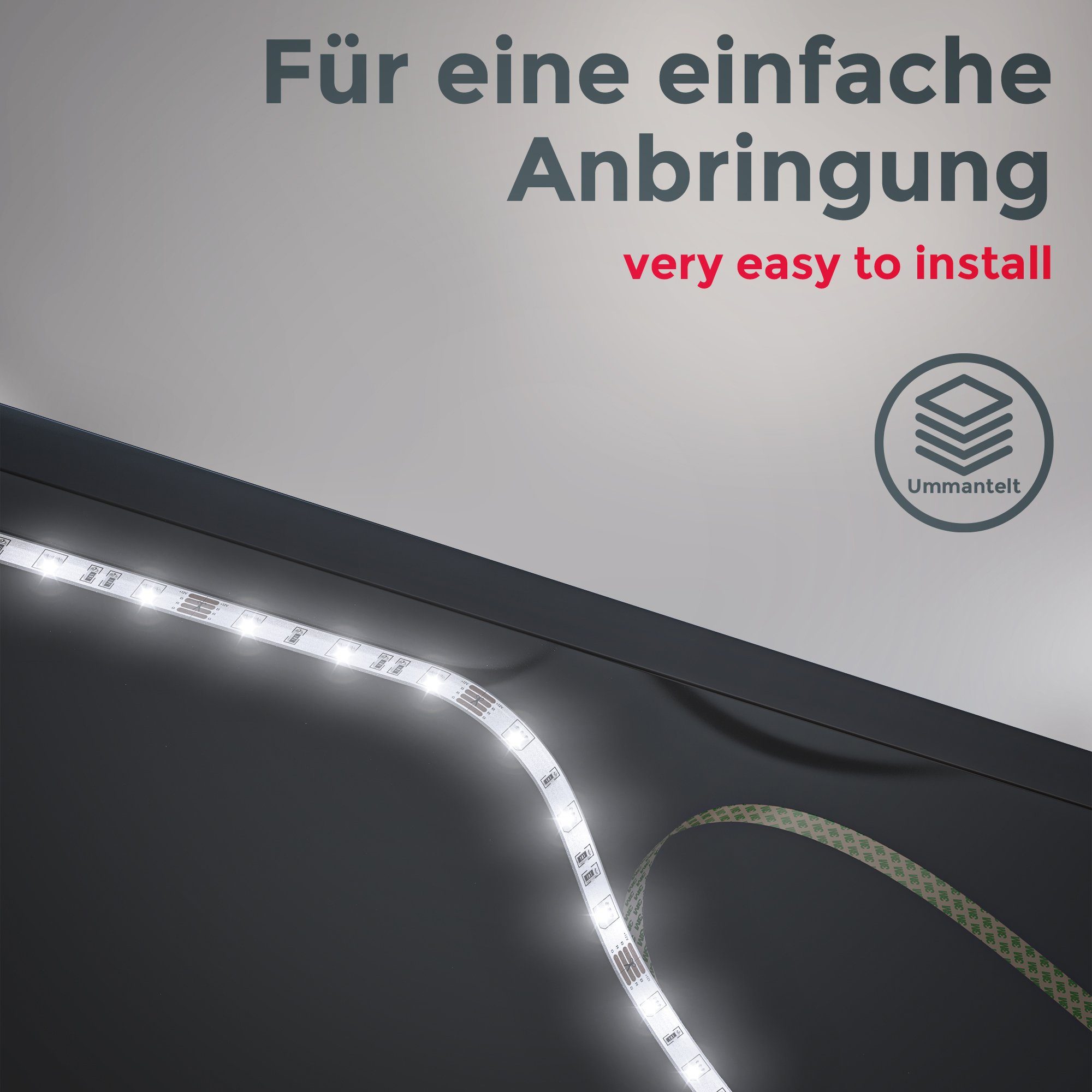 B.K.Licht Led-strip LED strip 3m, siliconen gecoat, RGB, afstandsbediening, zelfklevend