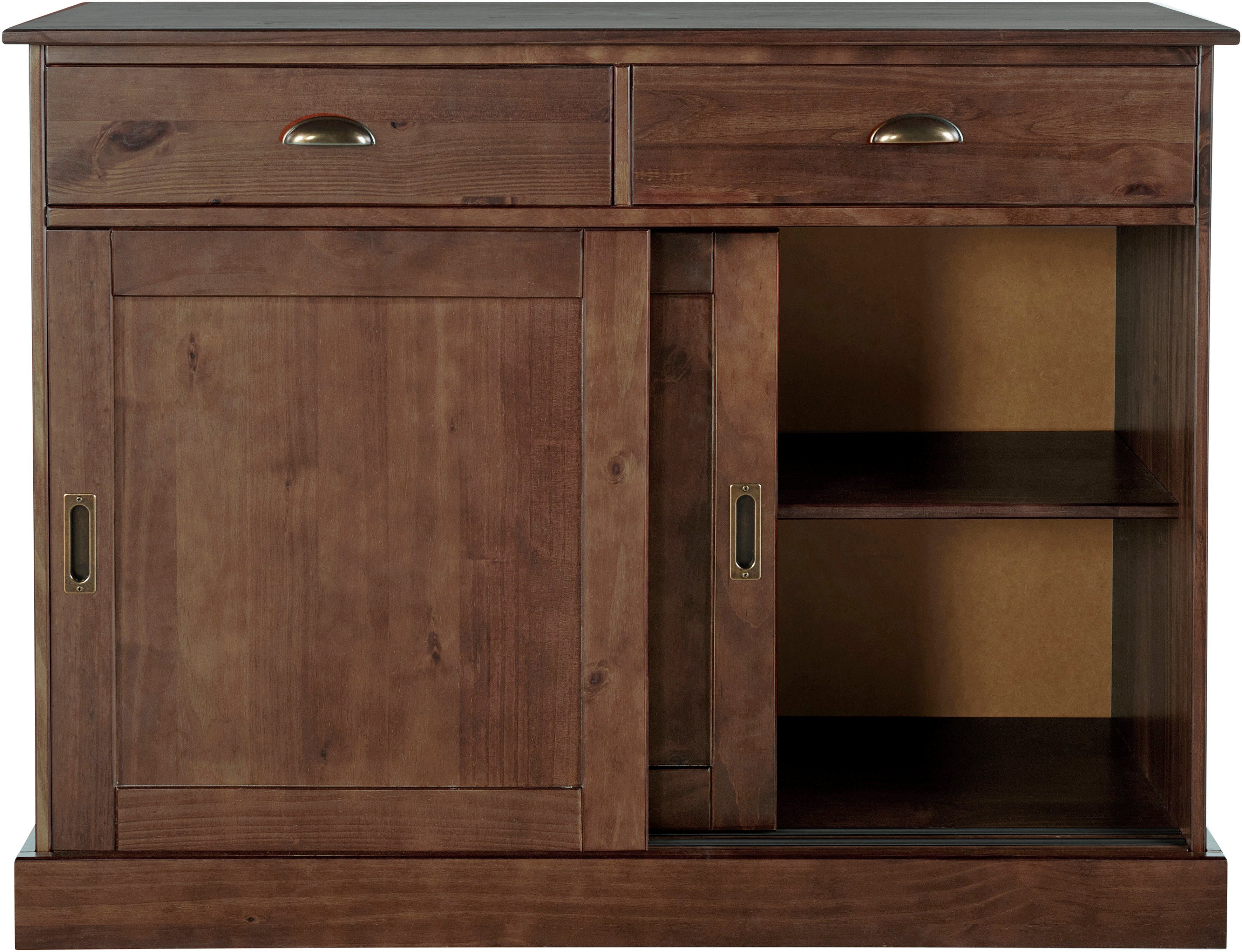 Home affaire Dressoir Schröder Commode, 2 schuifdeuren, 2 lades, van massief dennenhout