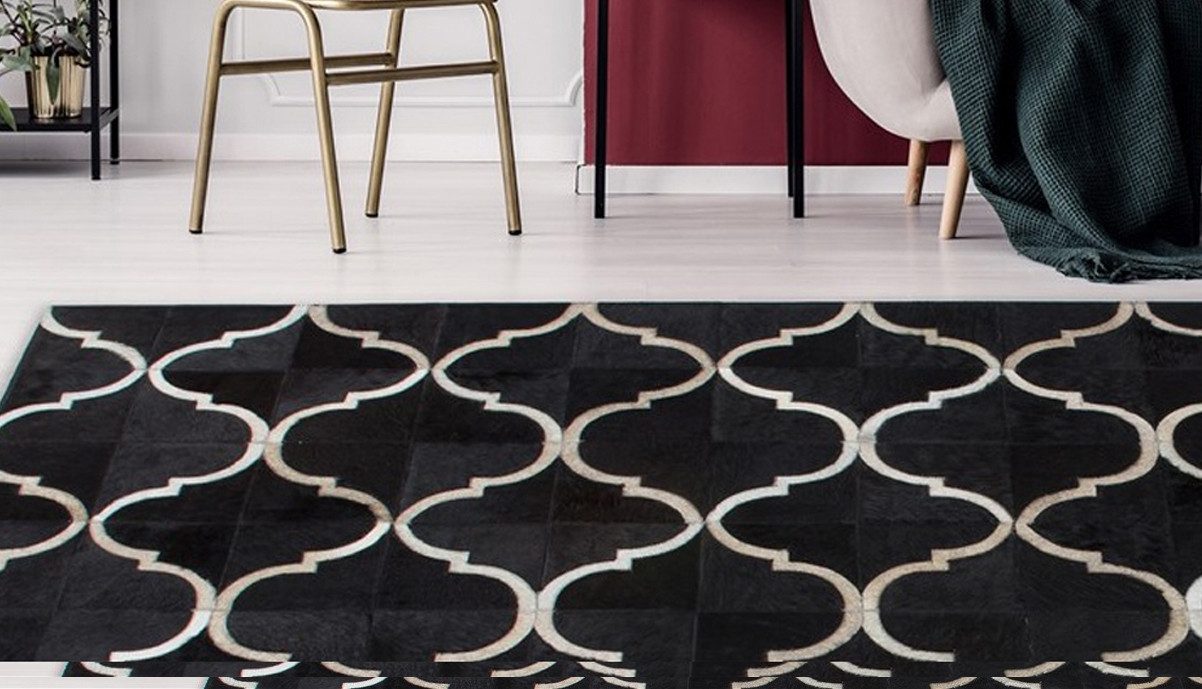 Kayoom Vachtvloerkleed Lavish 310 leren tapijt Patchwork echt leer bont, woonkamer