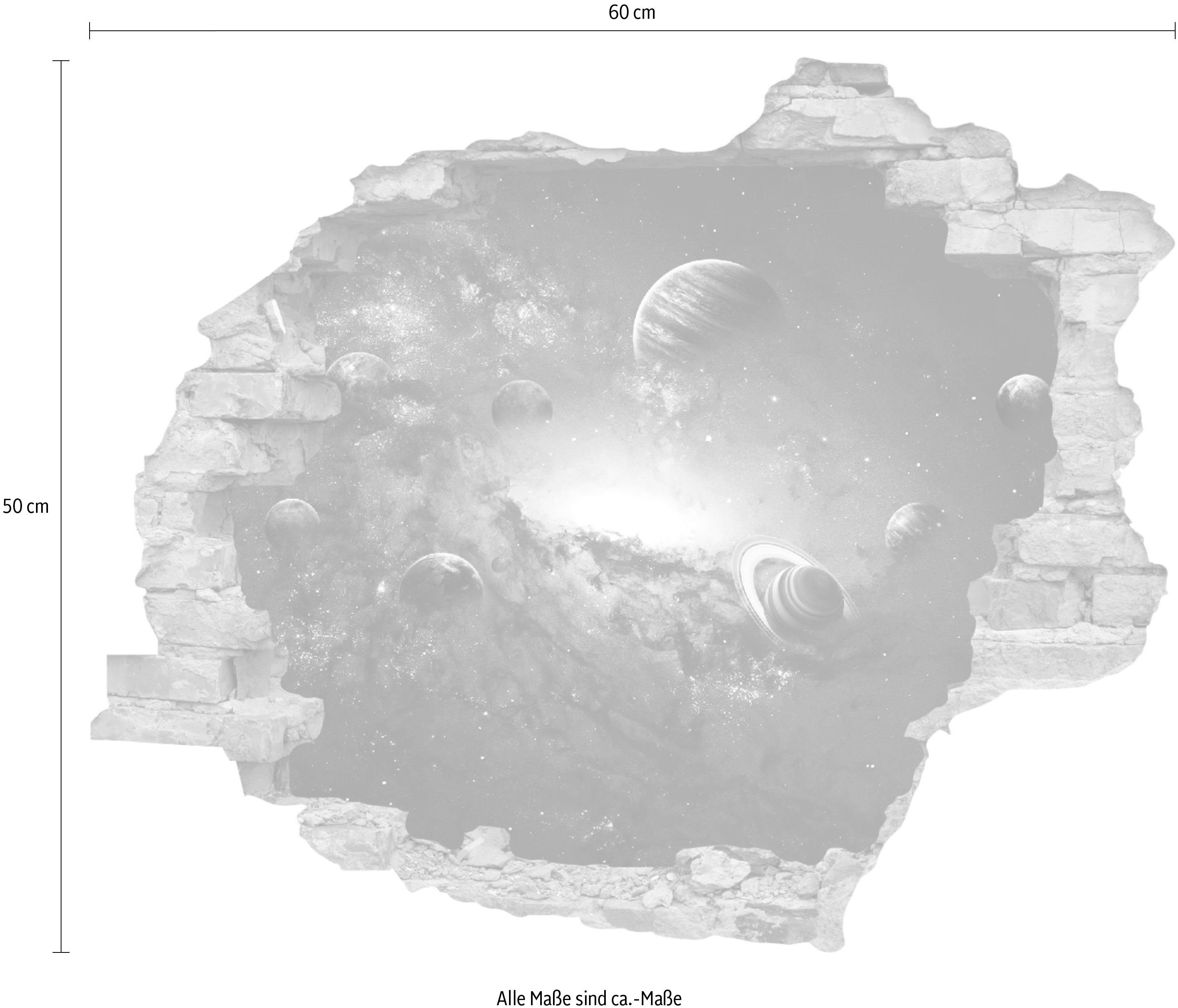 queence Wandfolie Planeten Muursticker, muurdecoratie, zelfklevend, 3D, muurdurchbraak (1 stuk)