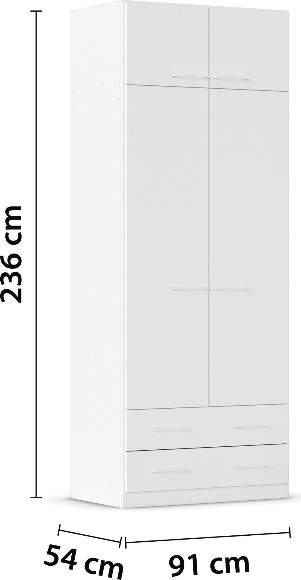 rauch Draaideurkast Prandon A met 2 lades en opbouw-element, metalen grepen in wit (set, 2 stuks)