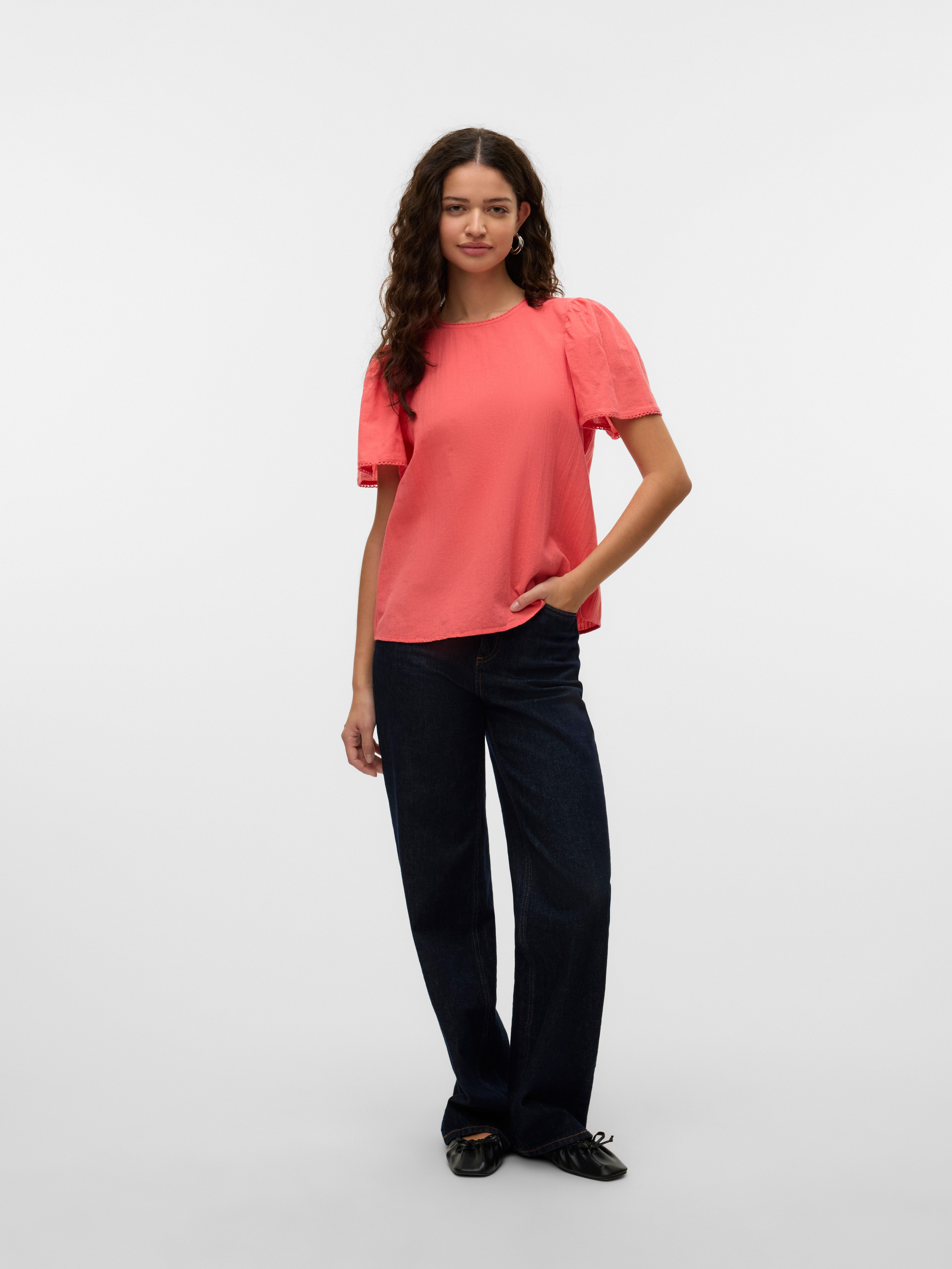 Vero Moda Blouse met korte mouwen VMPRETTY SS TOP WVN GA NOOS
