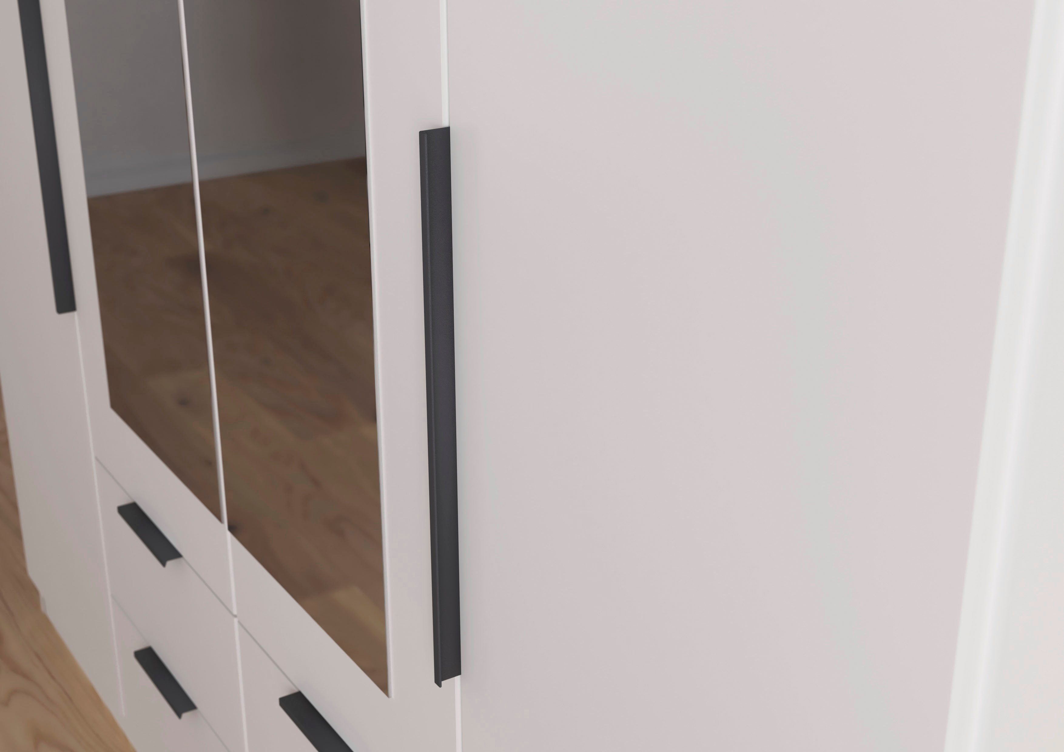 rauch Draaideurkast Kledingkast garderobe KREFELD optioneel met spiegel met 3 greepvarianten, incl. praktische lades made in germany