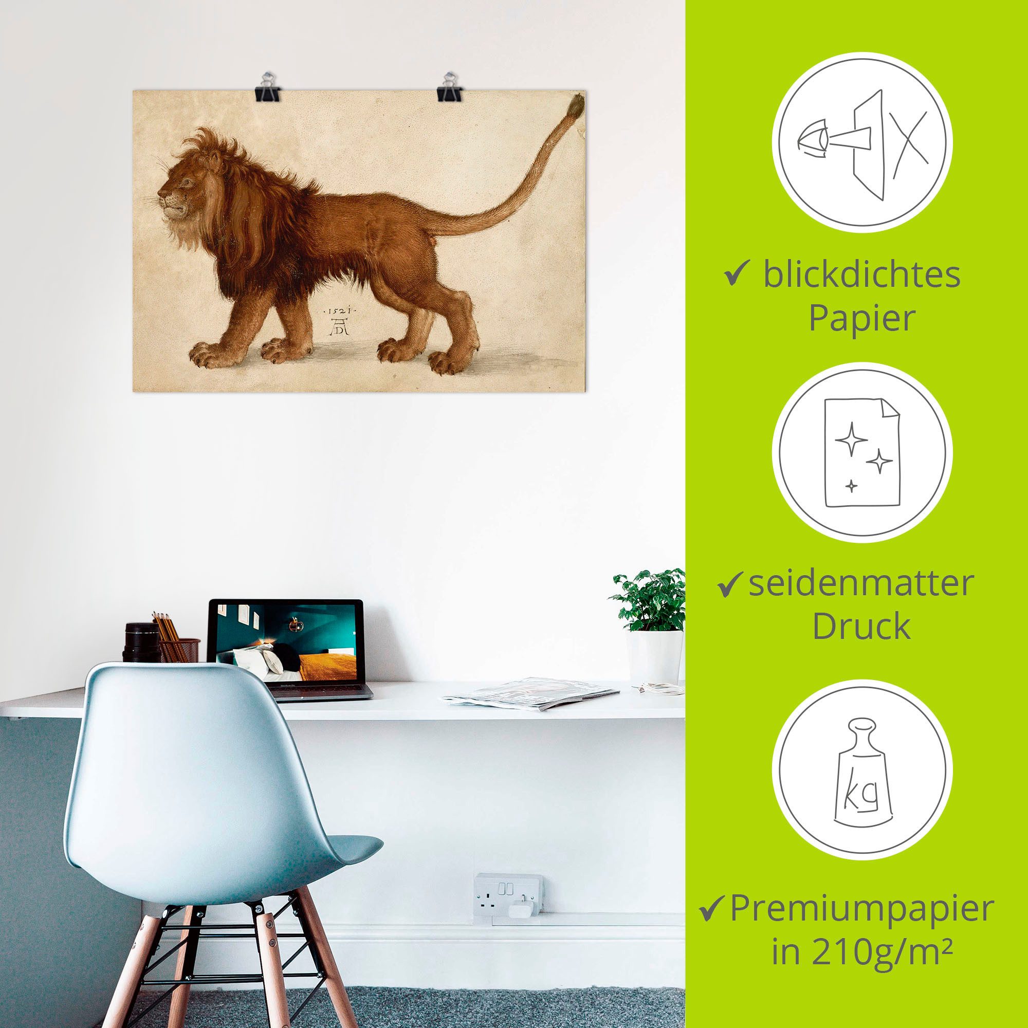 Artland Artprint Leeuw. 1521 als artprint van aluminium, artprint op linnen, muursticker of poster in verschillende maten