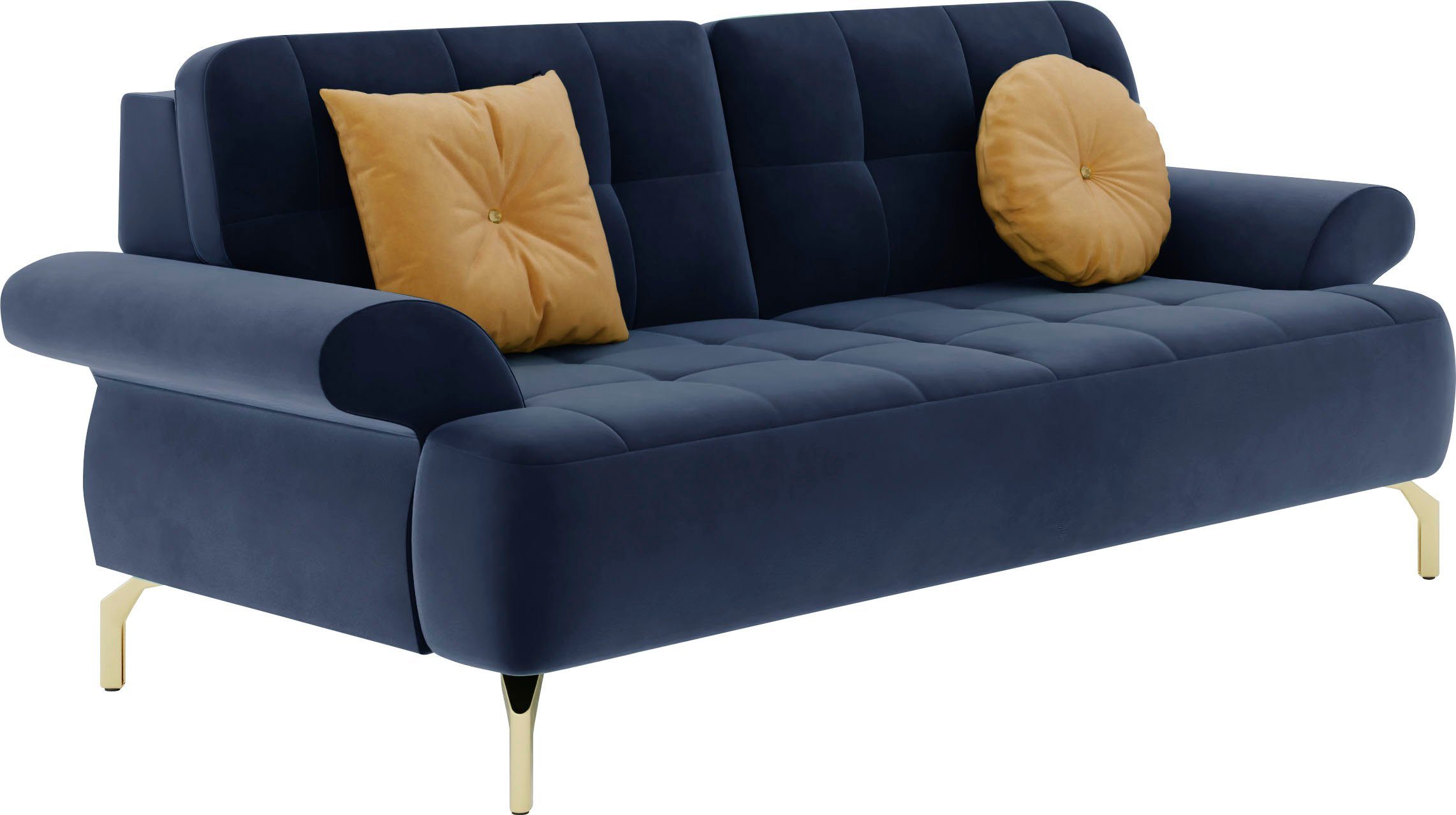 sit&more 2,5-zitsbank Orient 1 incl. 2 sierkussens met strassteentjes, goudkleurige metalen poten