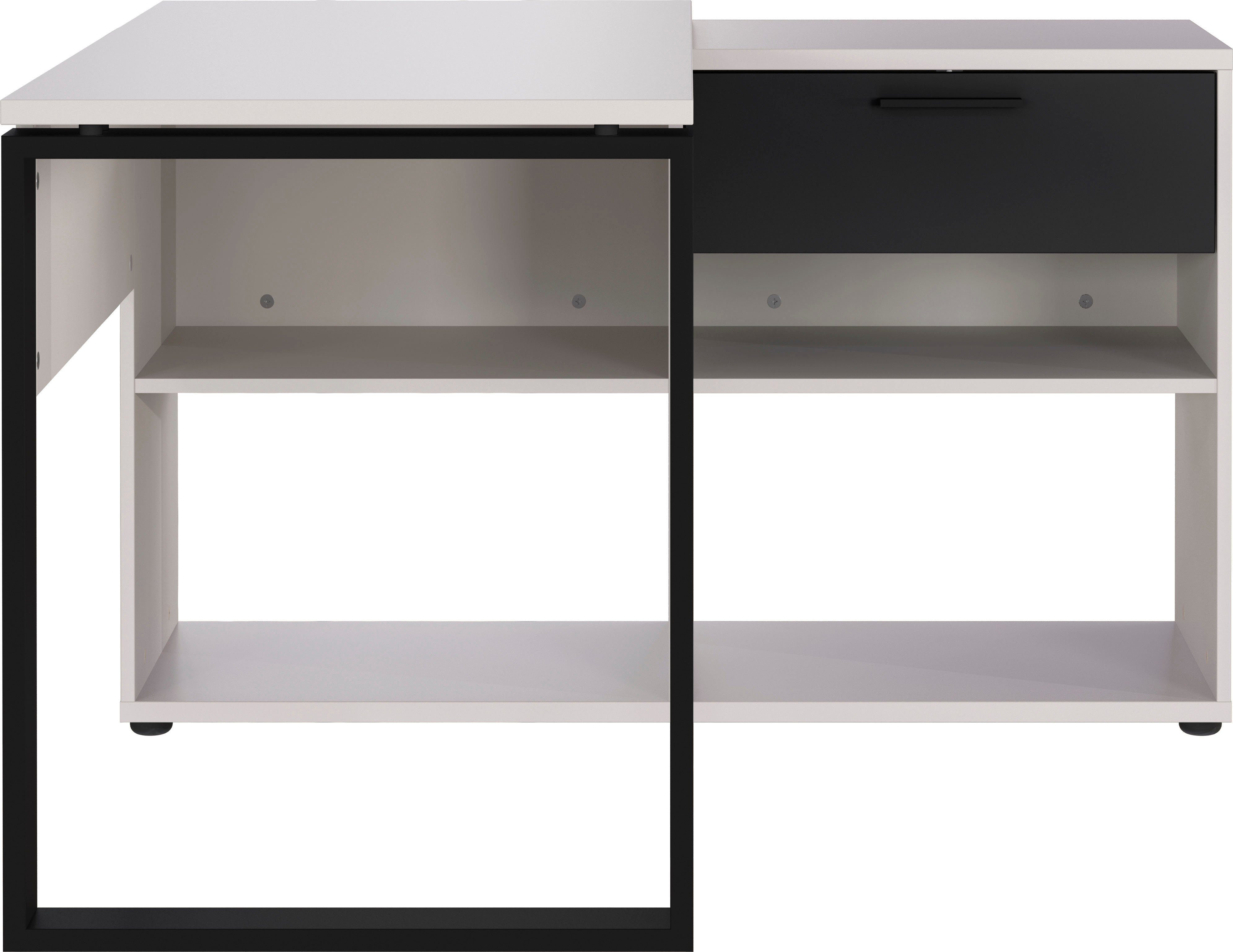GERMANIA Hoekbureau Fenton met geïntegreerd dressoir met lade en vier open vakken hoekbureaus beige