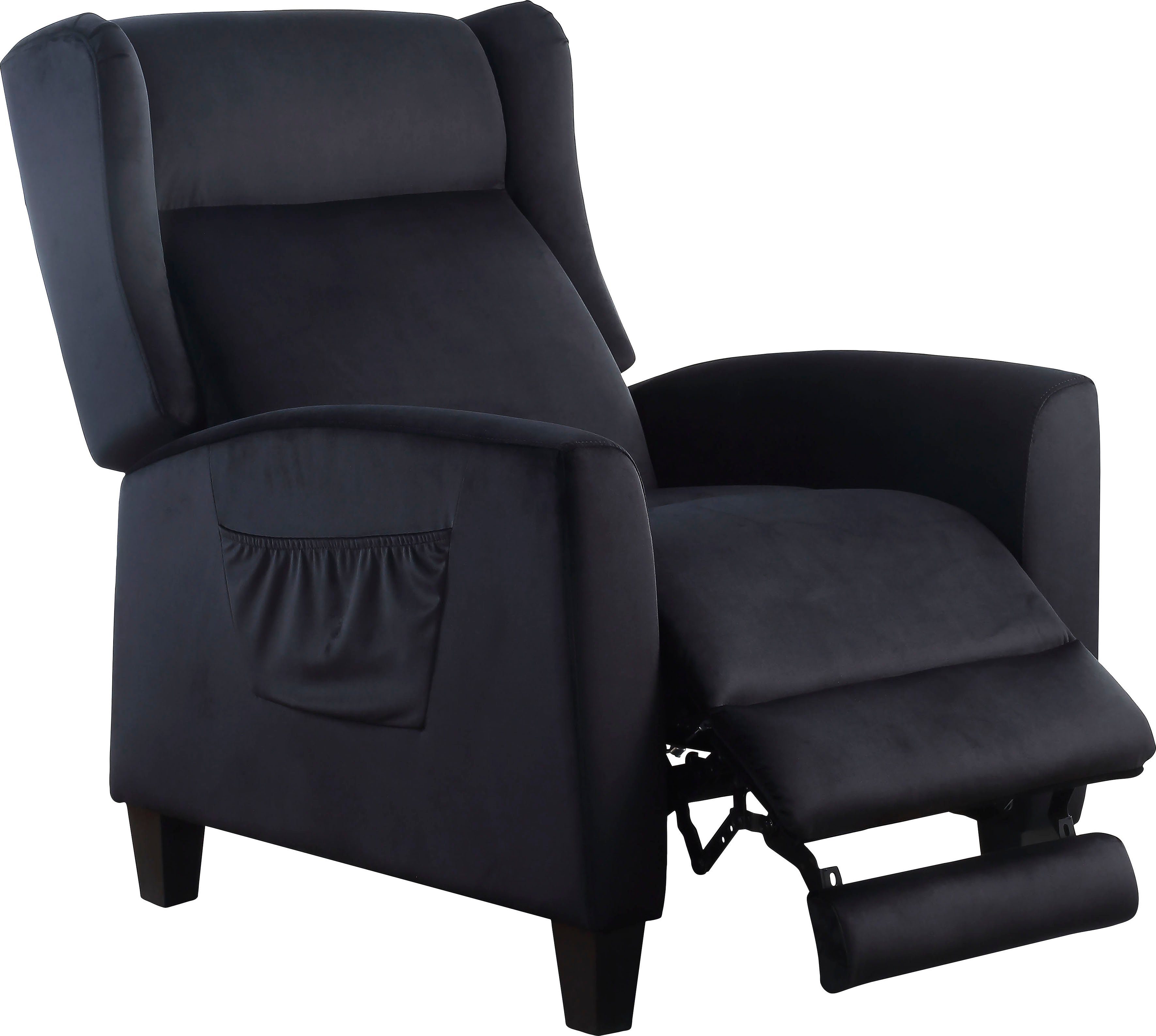 ATLANTIC home collection Relaxfauteuil Timo klassieke oorfauteuil met relaxfunctie en praktisch zijvak