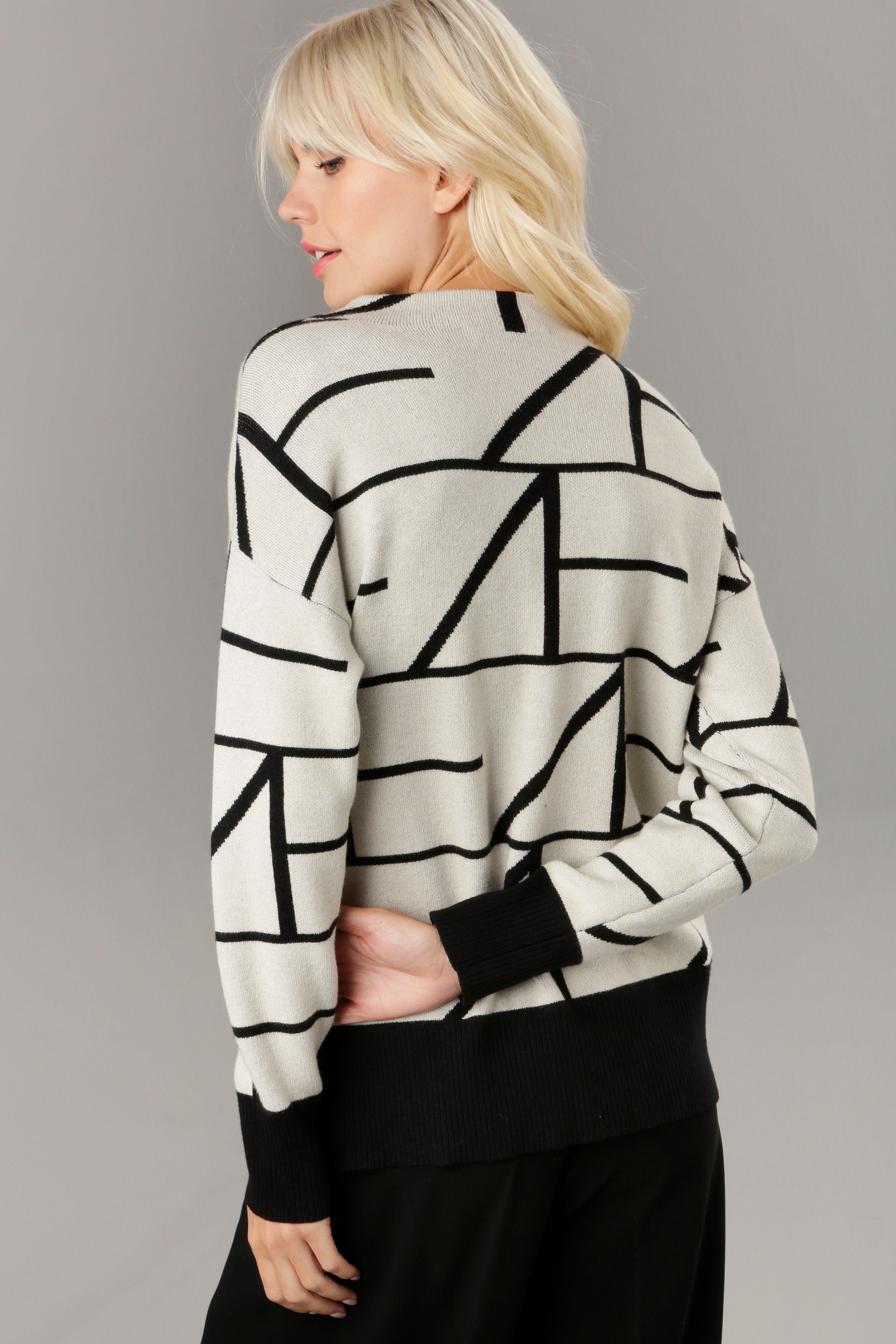 Aniston SELECTED Gebreide trui met elegant jacquard-patroon